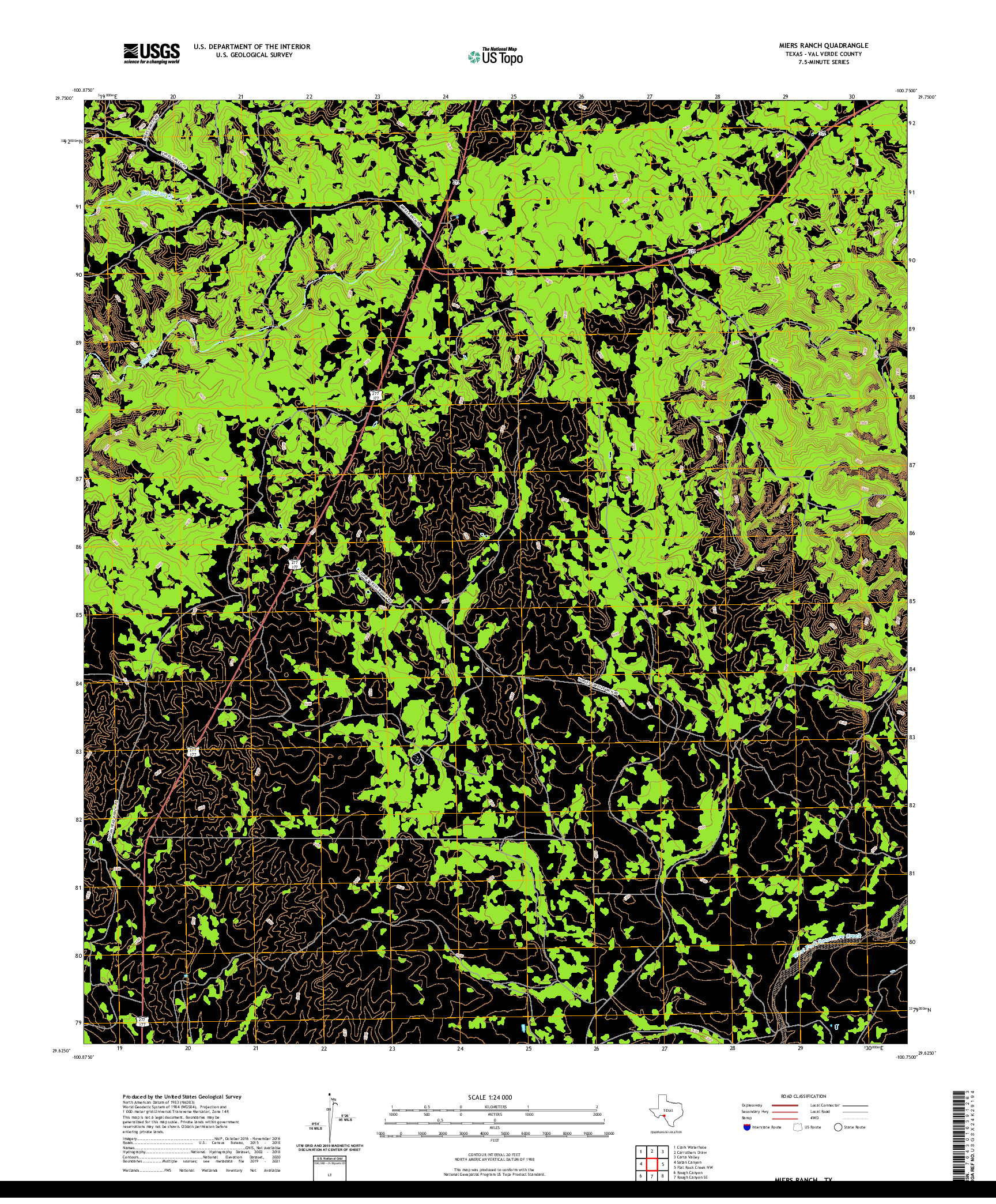 US TOPO 7.5-MINUTE MAP FOR MIERS RANCH, TX