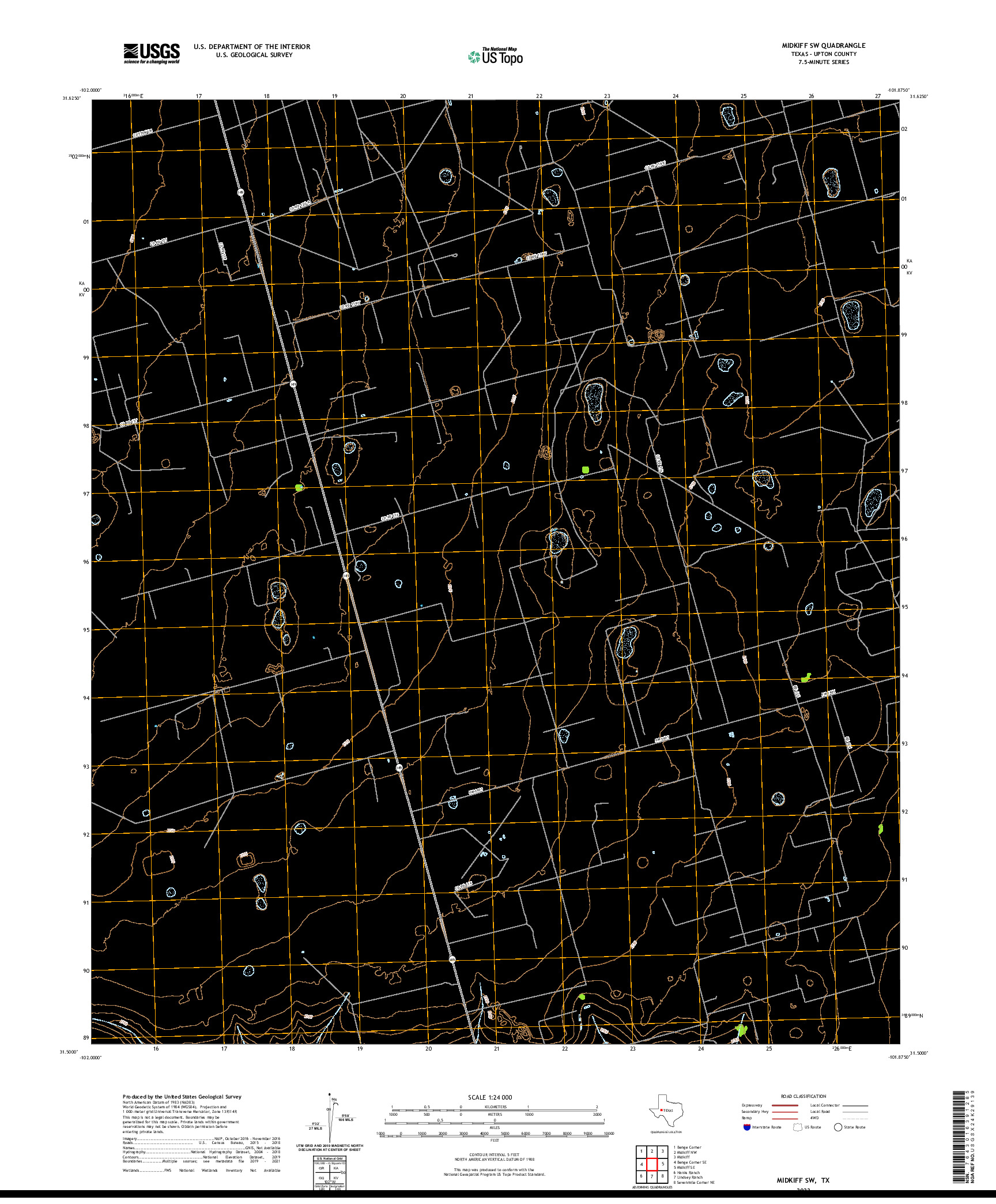 US TOPO 7.5-MINUTE MAP FOR MIDKIFF SW, TX