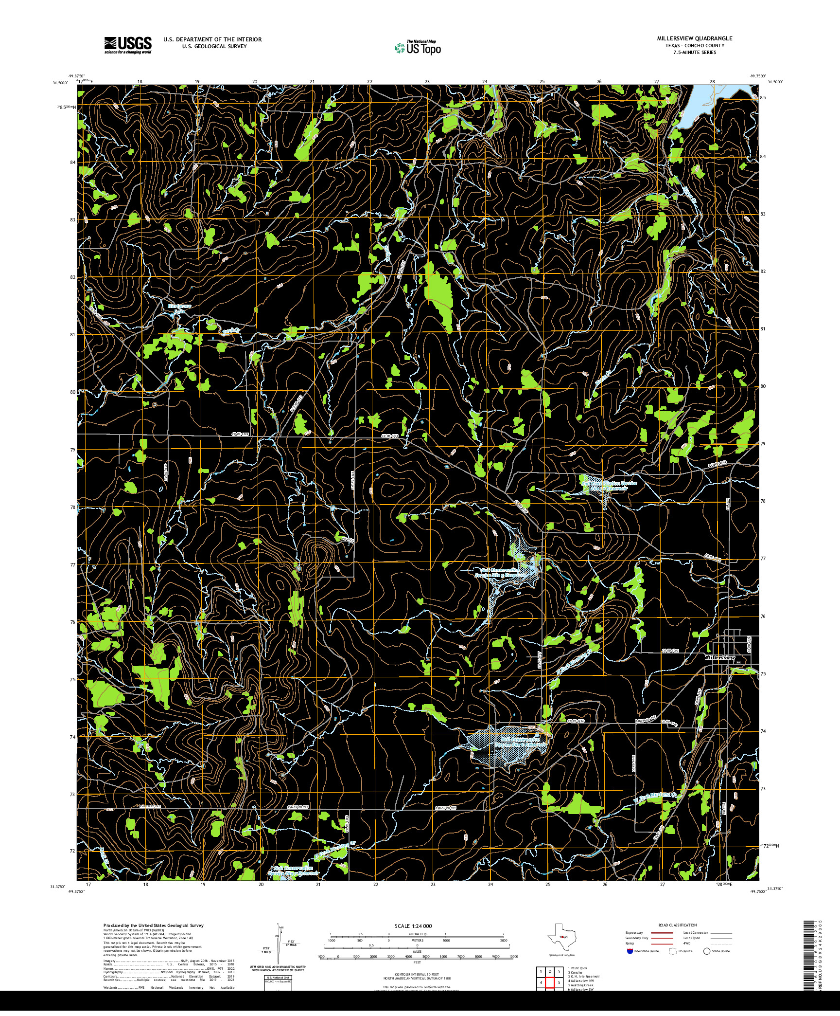 US TOPO 7.5-MINUTE MAP FOR MILLERSVIEW, TX