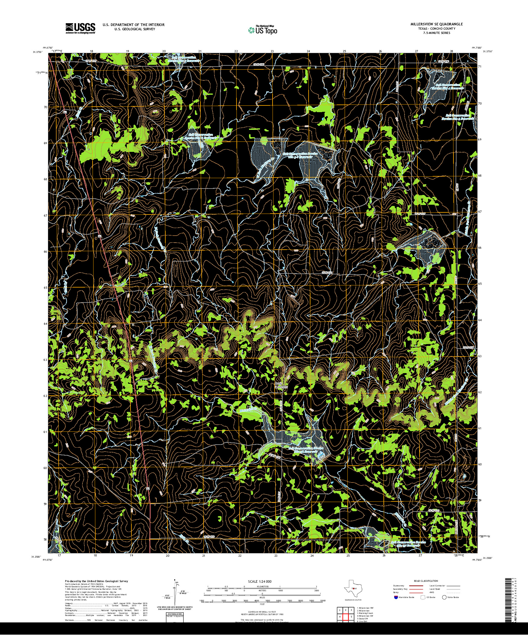 US TOPO 7.5-MINUTE MAP FOR MILLERSVIEW SE, TX