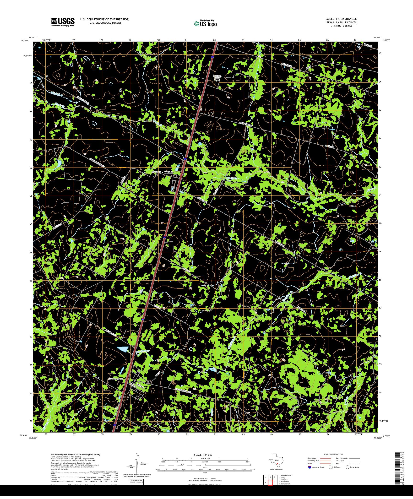 US TOPO 7.5-MINUTE MAP FOR MILLETT, TX