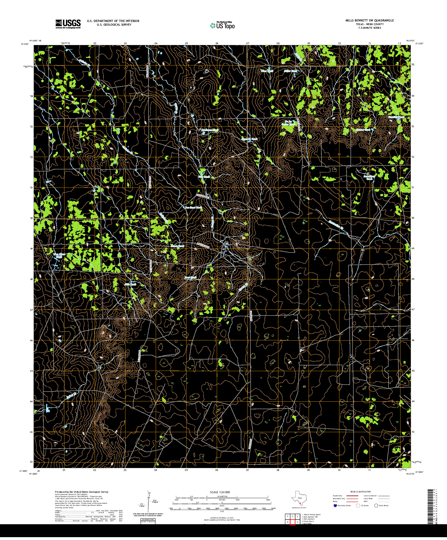 US TOPO 7.5-MINUTE MAP FOR MILLS BENNETT SW, TX