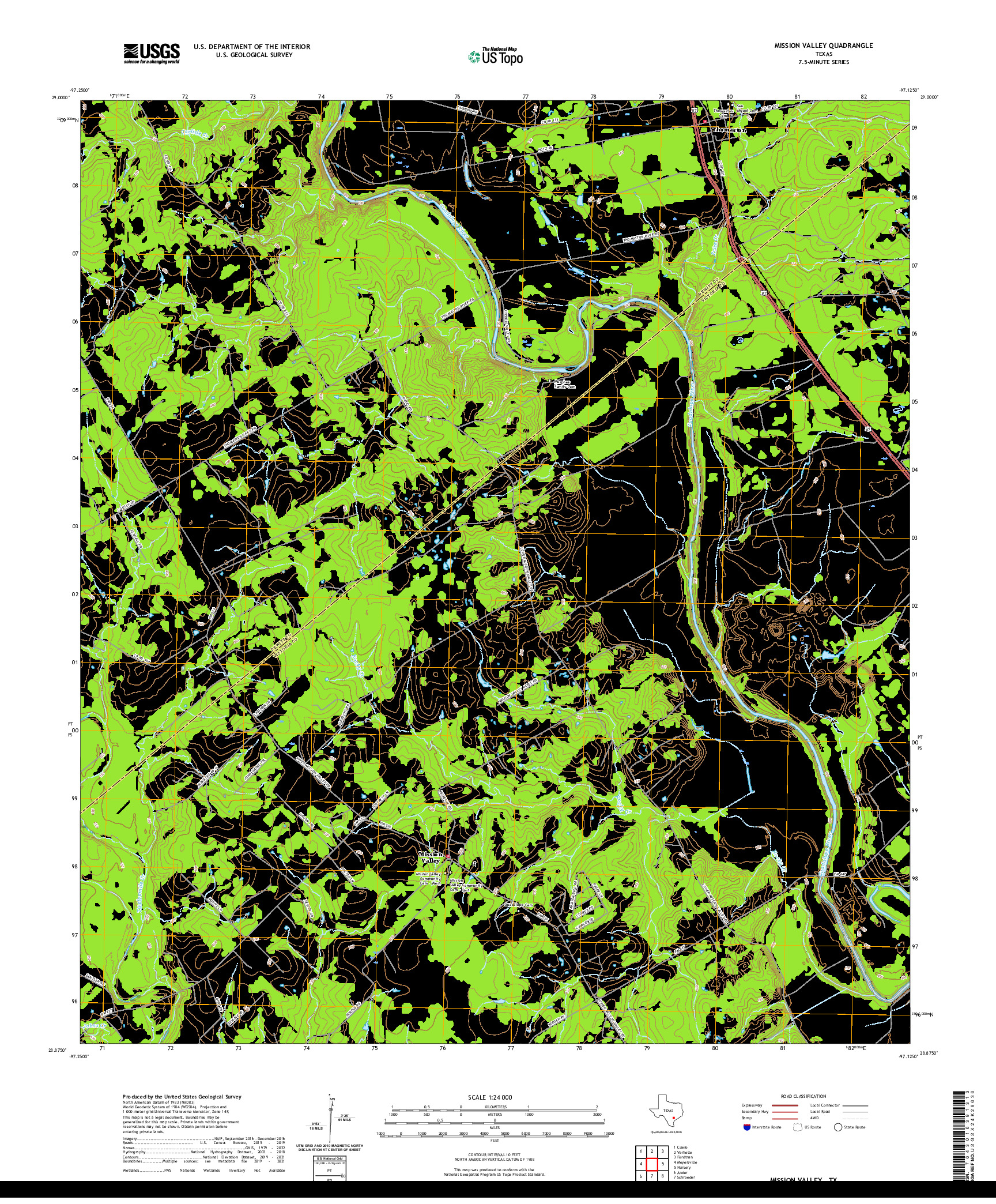 US TOPO 7.5-MINUTE MAP FOR MISSION VALLEY, TX