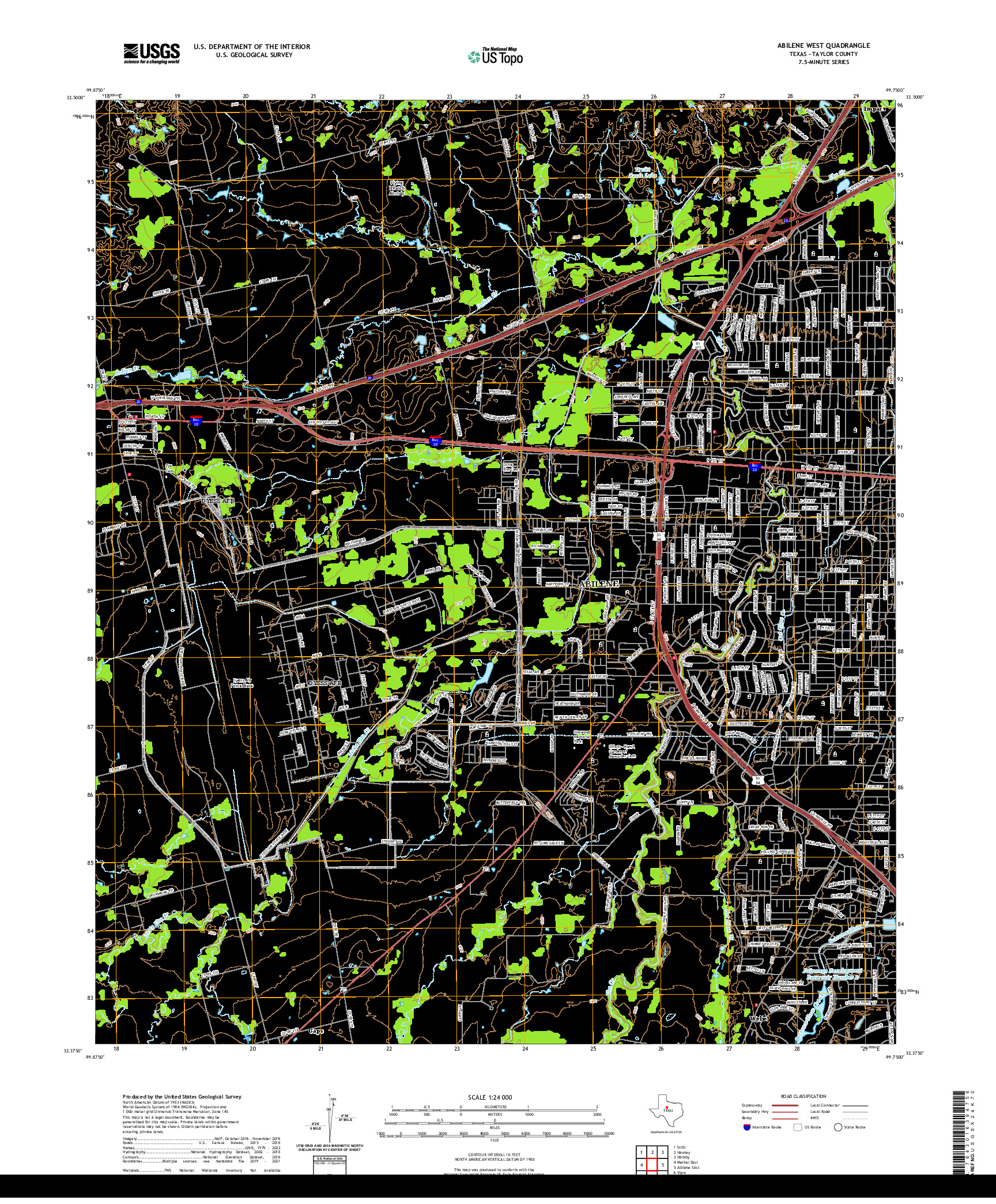 US TOPO 7.5-MINUTE MAP FOR ABILENE WEST, TX