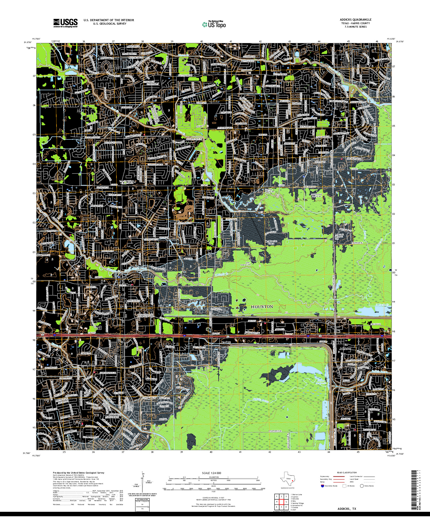 US TOPO 7.5-MINUTE MAP FOR ADDICKS, TX