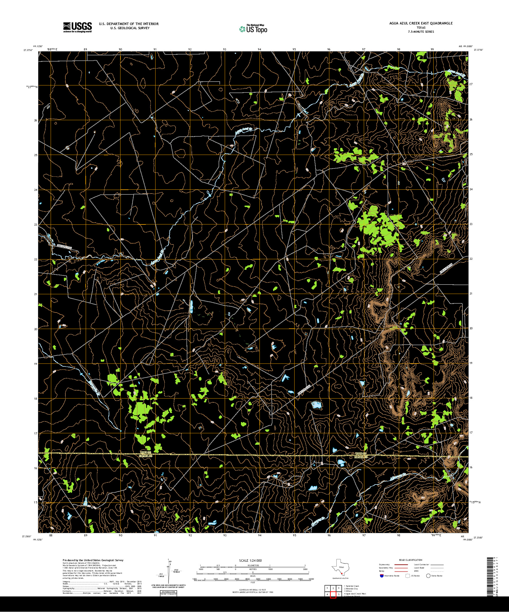 US TOPO 7.5-MINUTE MAP FOR AGUA AZUL CREEK EAST, TX