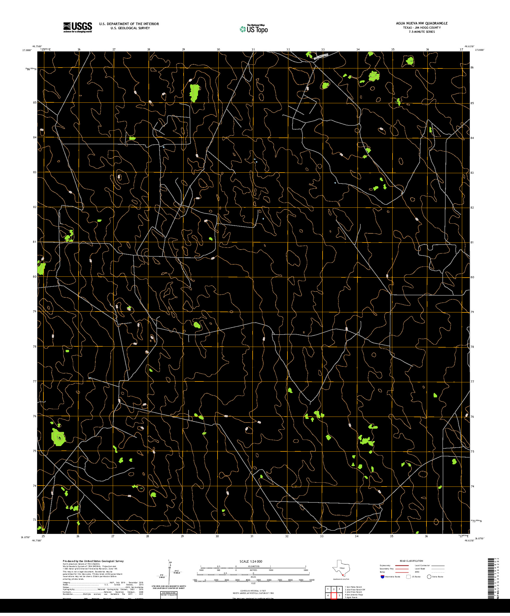 US TOPO 7.5-MINUTE MAP FOR AGUA NUEVA NW, TX