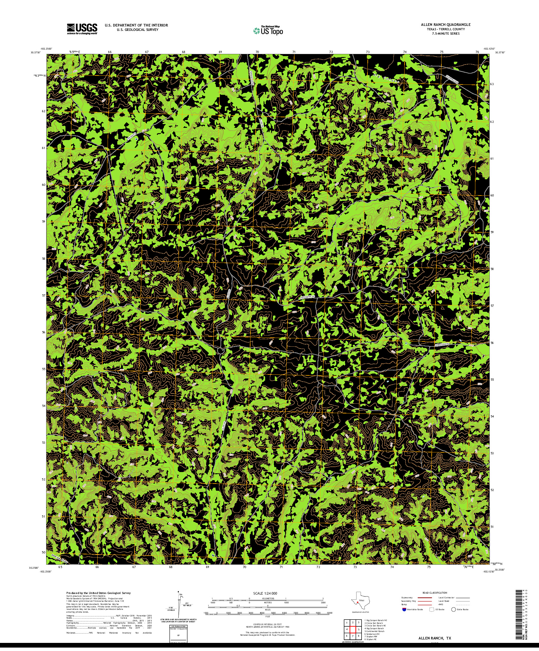 US TOPO 7.5-MINUTE MAP FOR ALLEN RANCH, TX