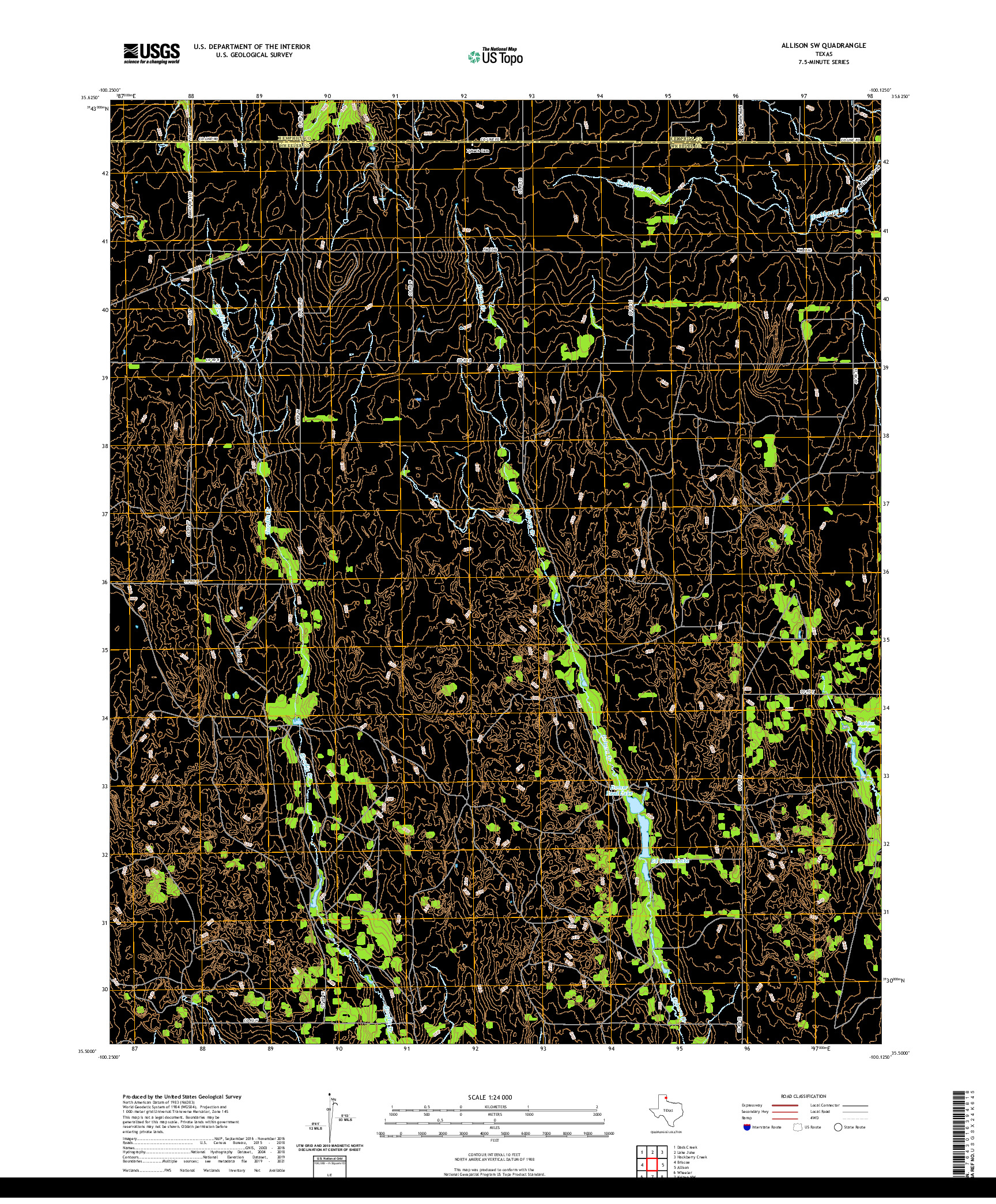 US TOPO 7.5-MINUTE MAP FOR ALLISON SW, TX