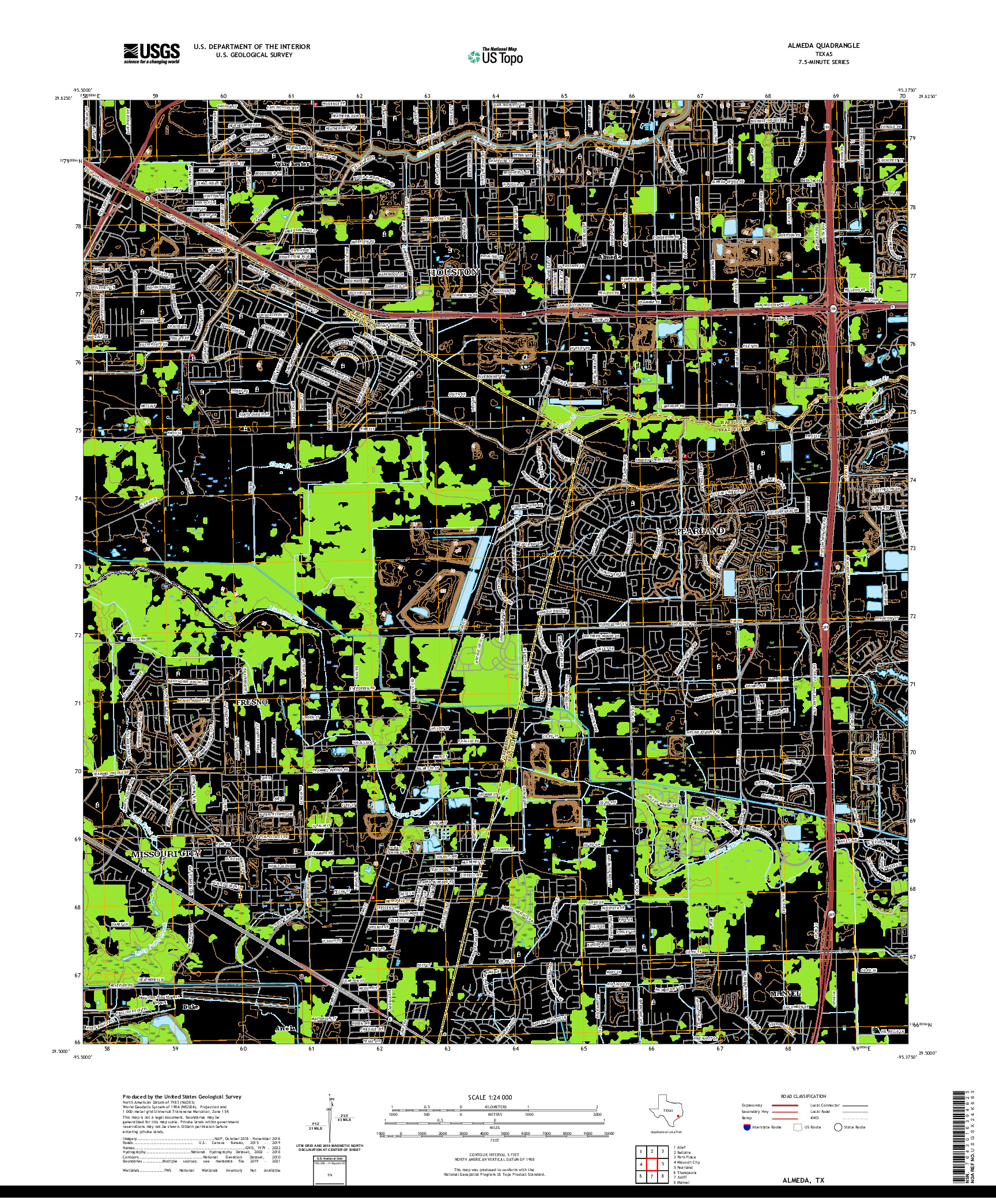 US TOPO 7.5-MINUTE MAP FOR ALMEDA, TX