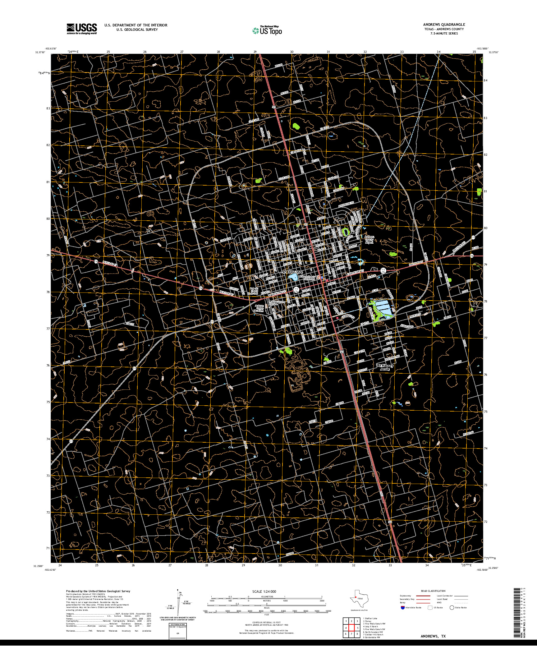 US TOPO 7.5-MINUTE MAP FOR ANDREWS, TX