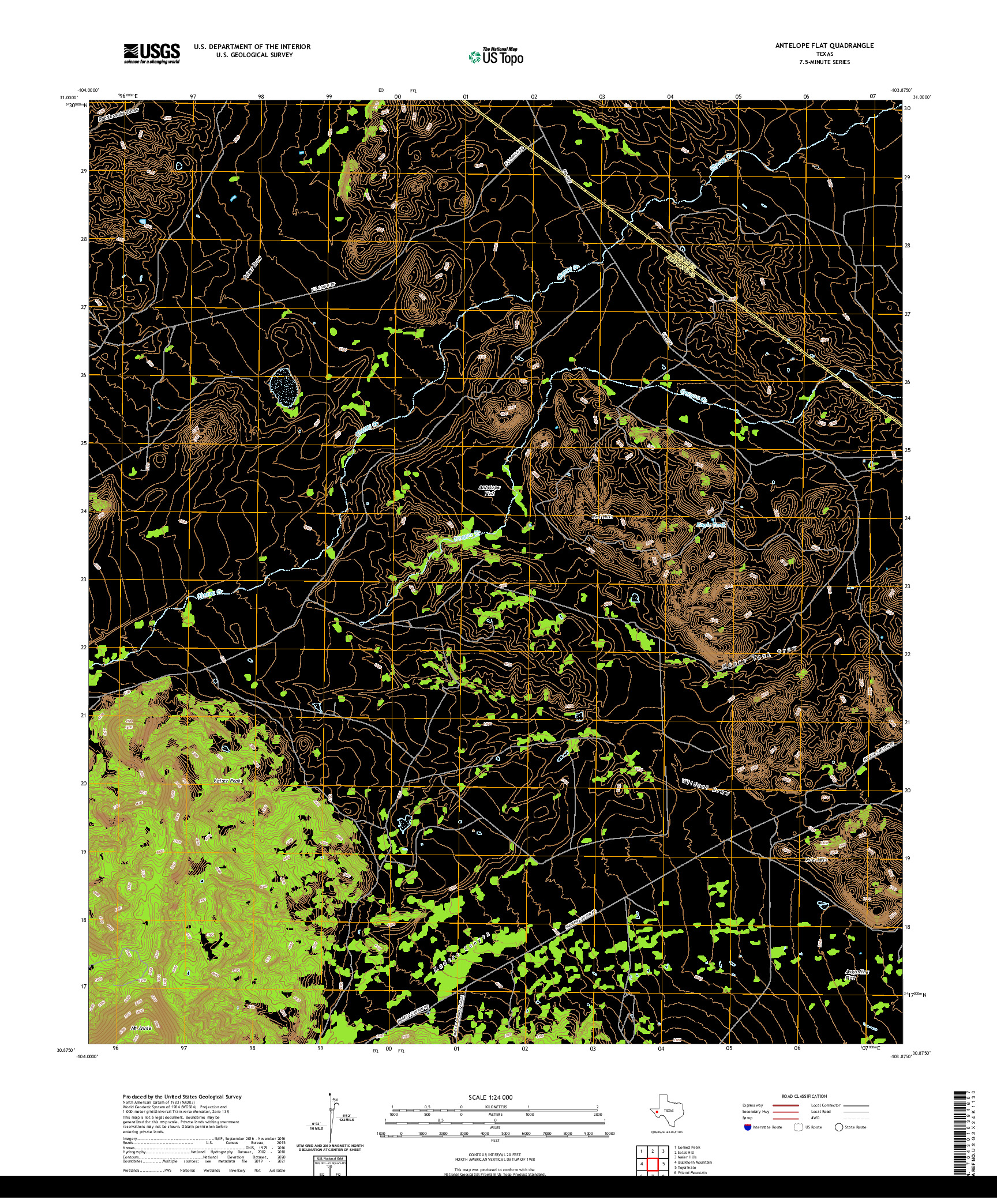 US TOPO 7.5-MINUTE MAP FOR ANTELOPE FLAT, TX