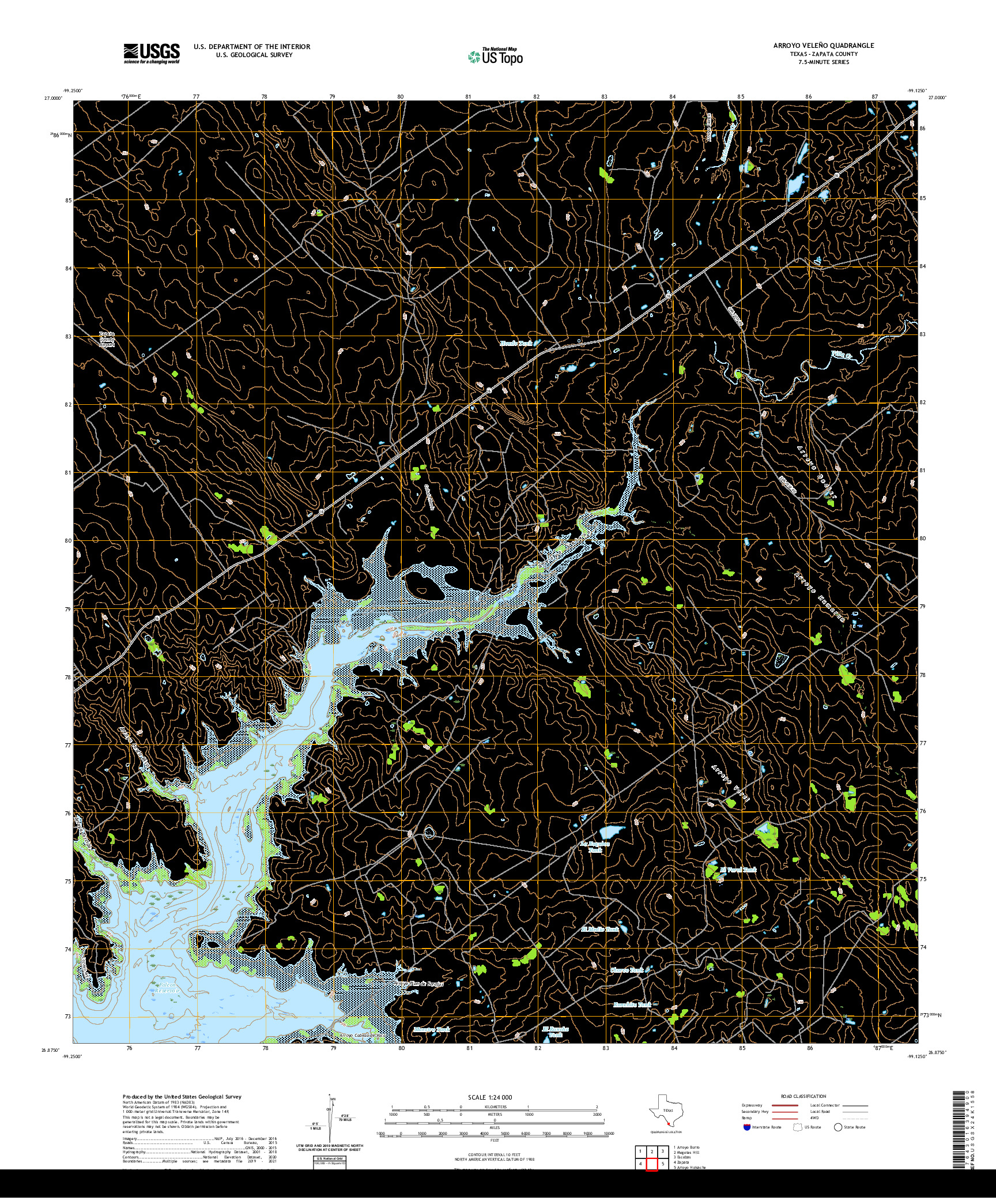 US TOPO 7.5-MINUTE MAP FOR ARROYO VELENO, TX