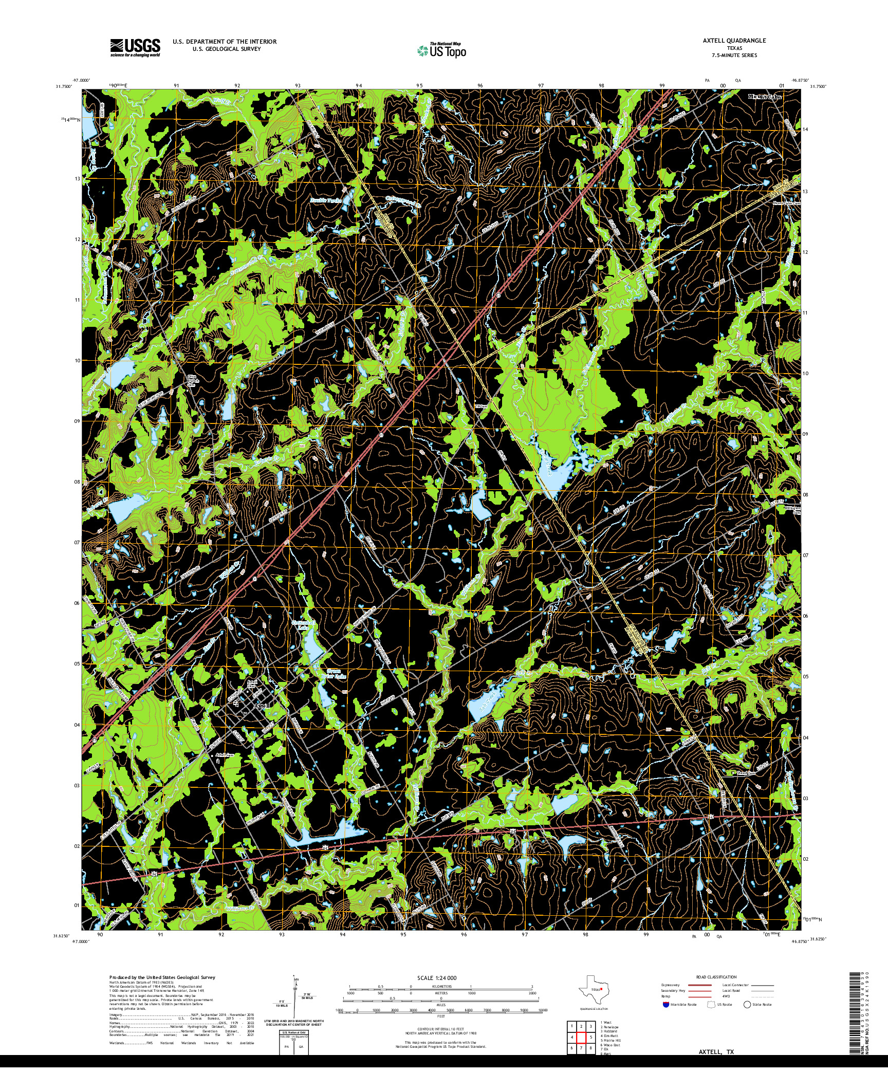 US TOPO 7.5-MINUTE MAP FOR AXTELL, TX