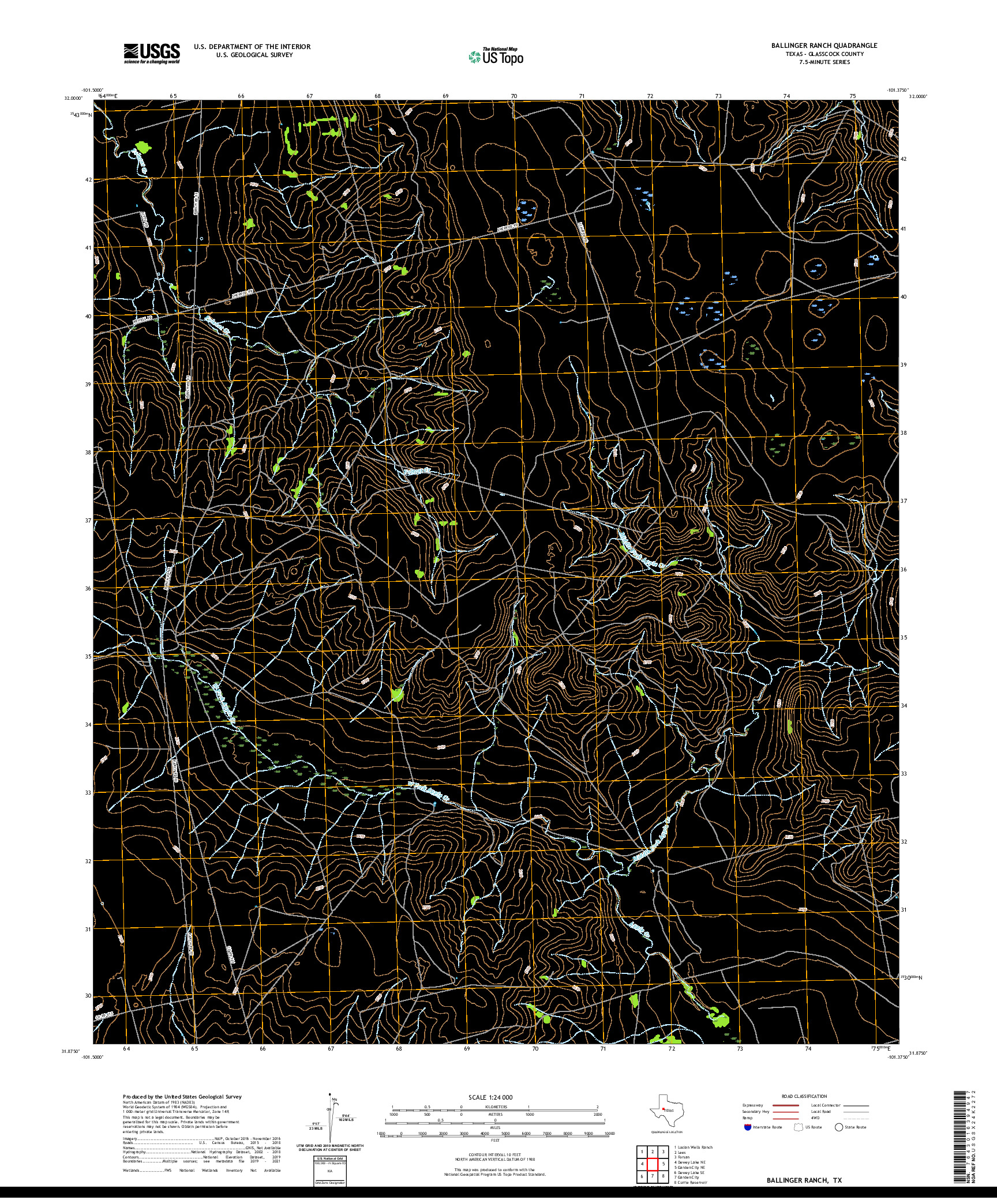 US TOPO 7.5-MINUTE MAP FOR BALLINGER RANCH, TX