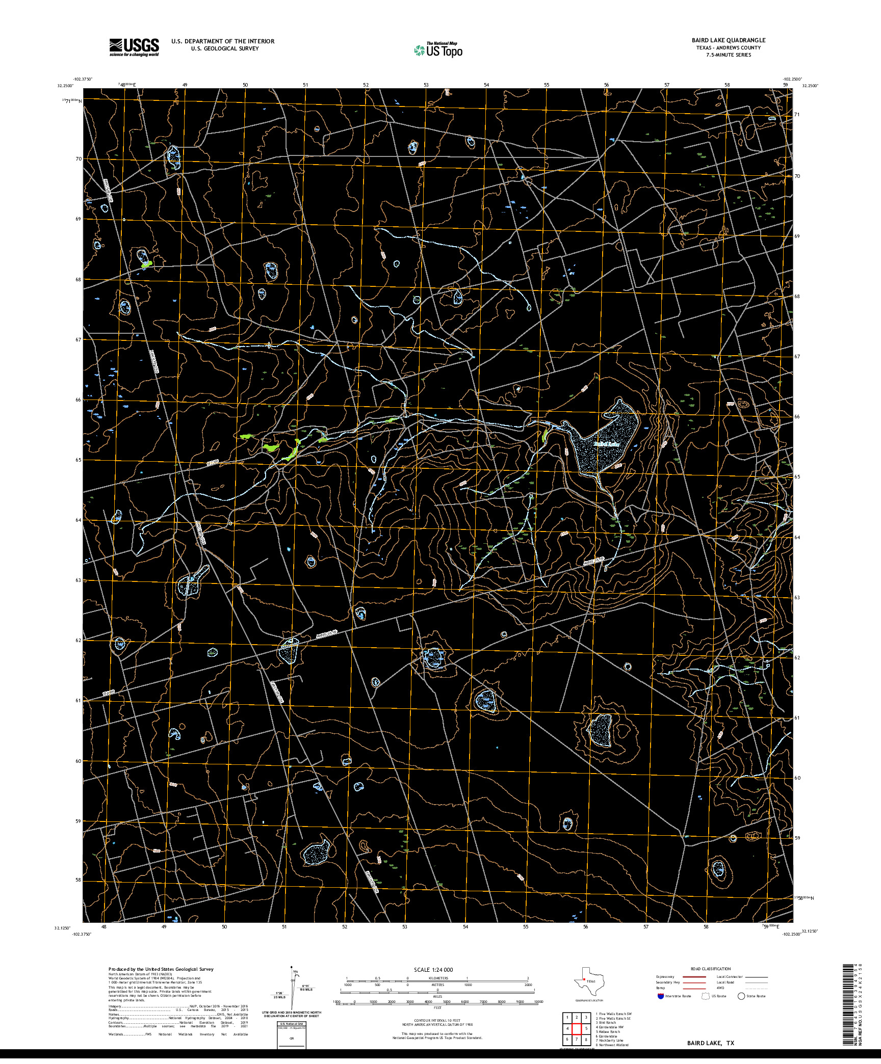 US TOPO 7.5-MINUTE MAP FOR BAIRD LAKE, TX