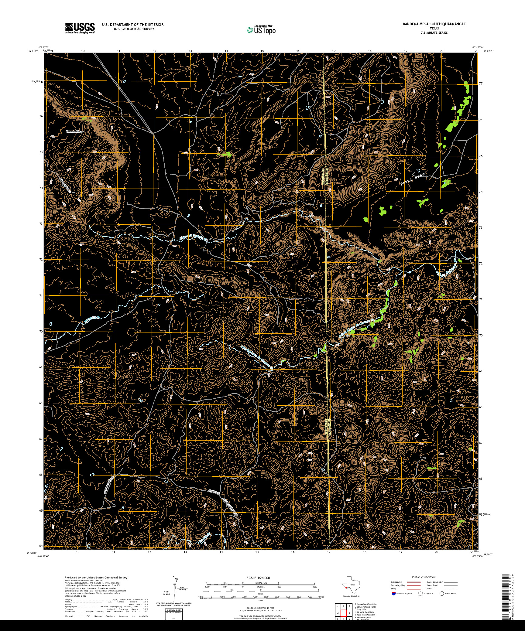 US TOPO 7.5-MINUTE MAP FOR BANDERA MESA SOUTH, TX