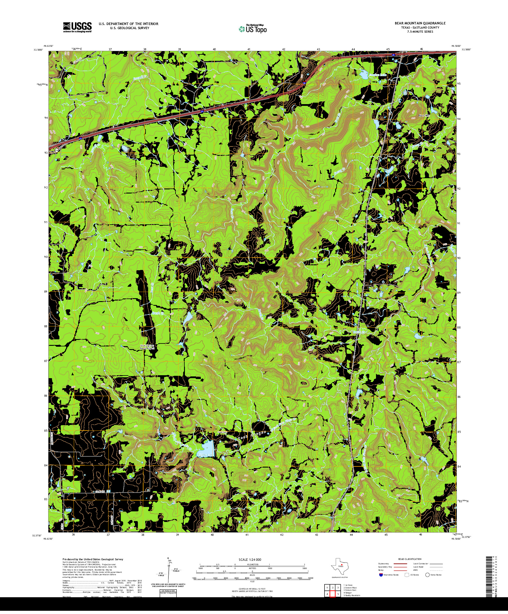 US TOPO 7.5-MINUTE MAP FOR BEAR MOUNTAIN, TX