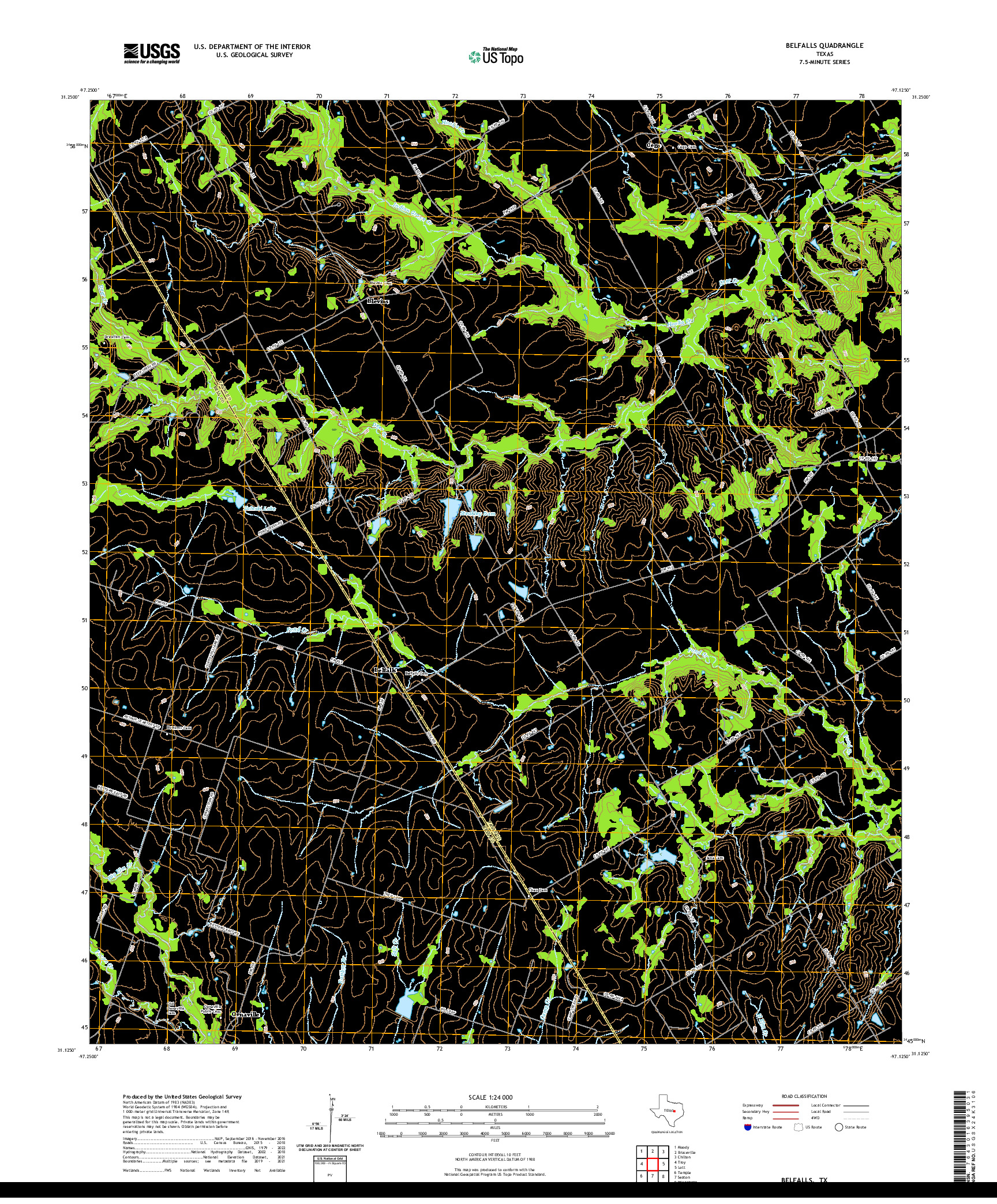 US TOPO 7.5-MINUTE MAP FOR BELFALLS, TX