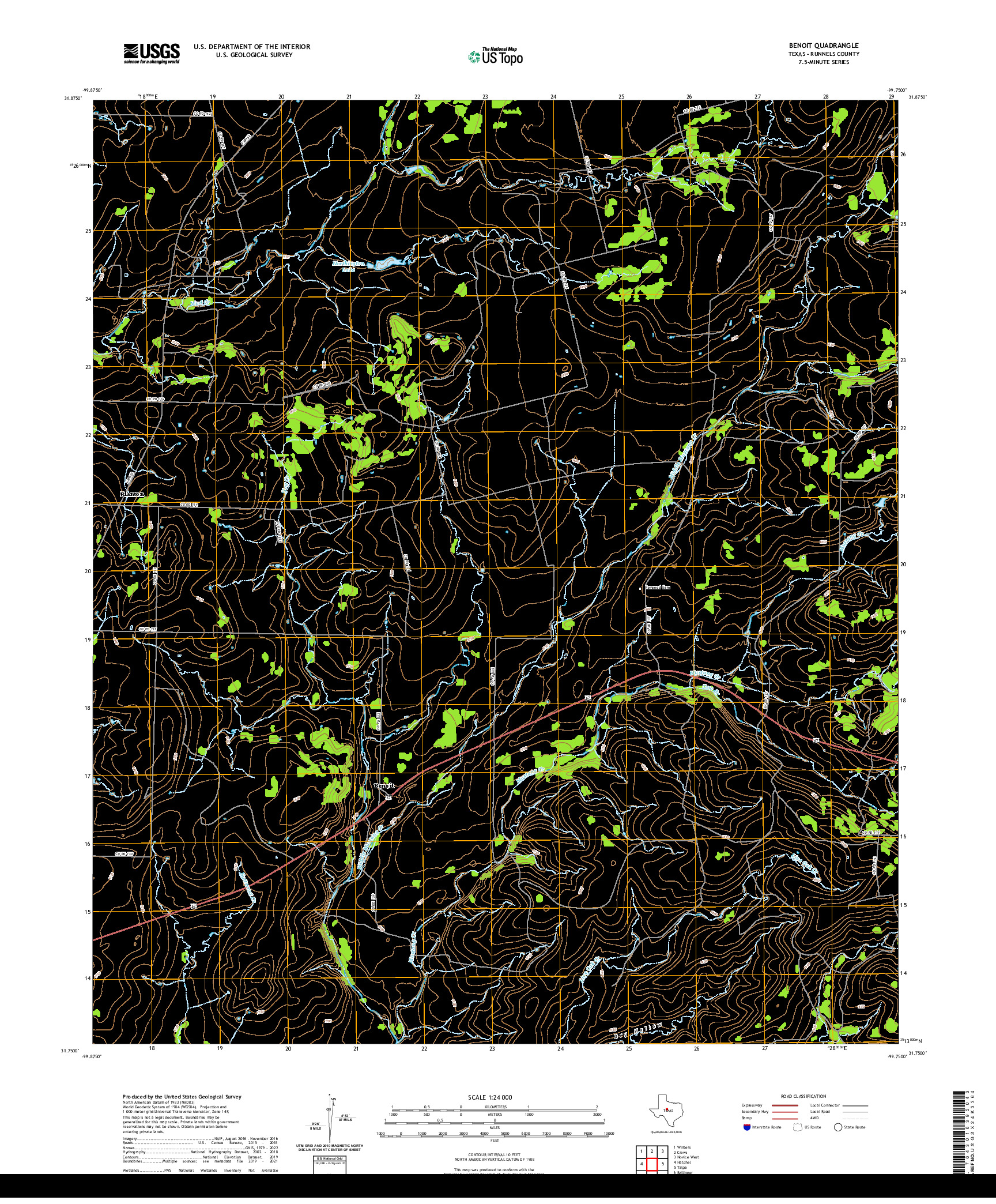 US TOPO 7.5-MINUTE MAP FOR BENOIT, TX