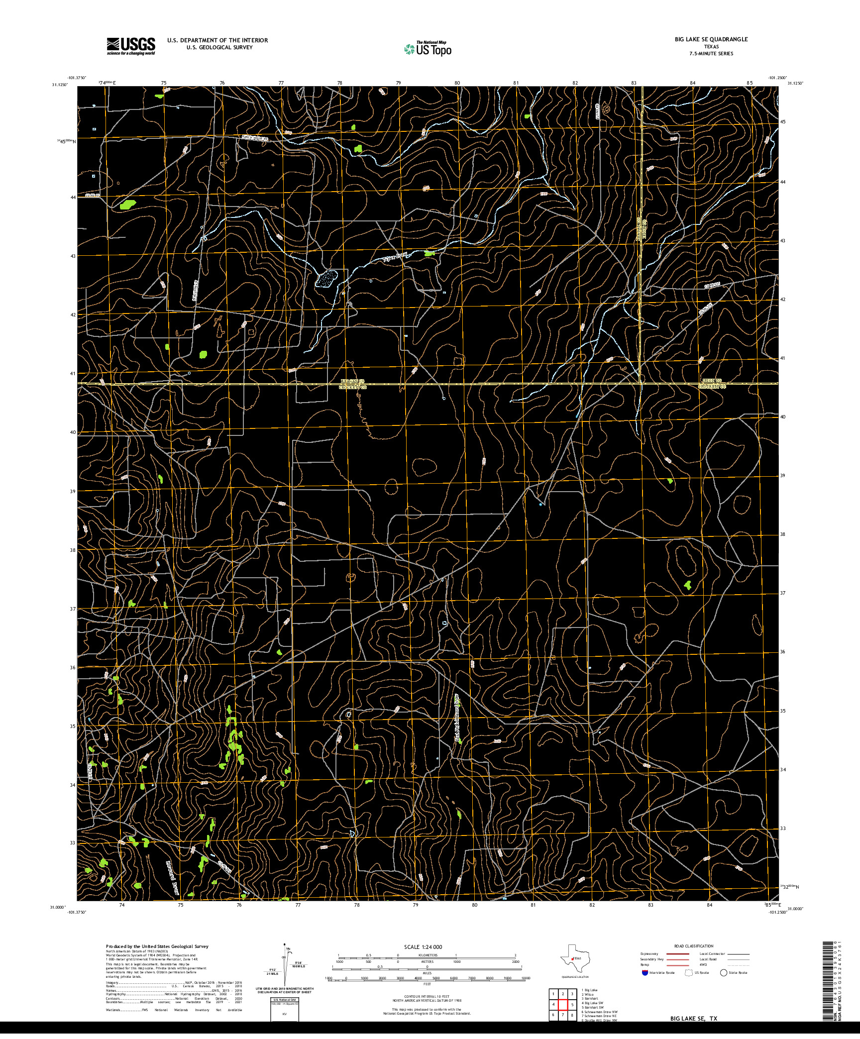 US TOPO 7.5-MINUTE MAP FOR BIG LAKE SE, TX