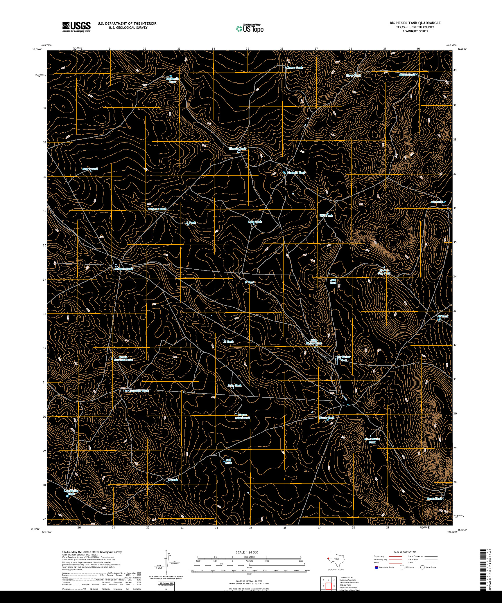 US TOPO 7.5-MINUTE MAP FOR BIG HEISER TANK, TX