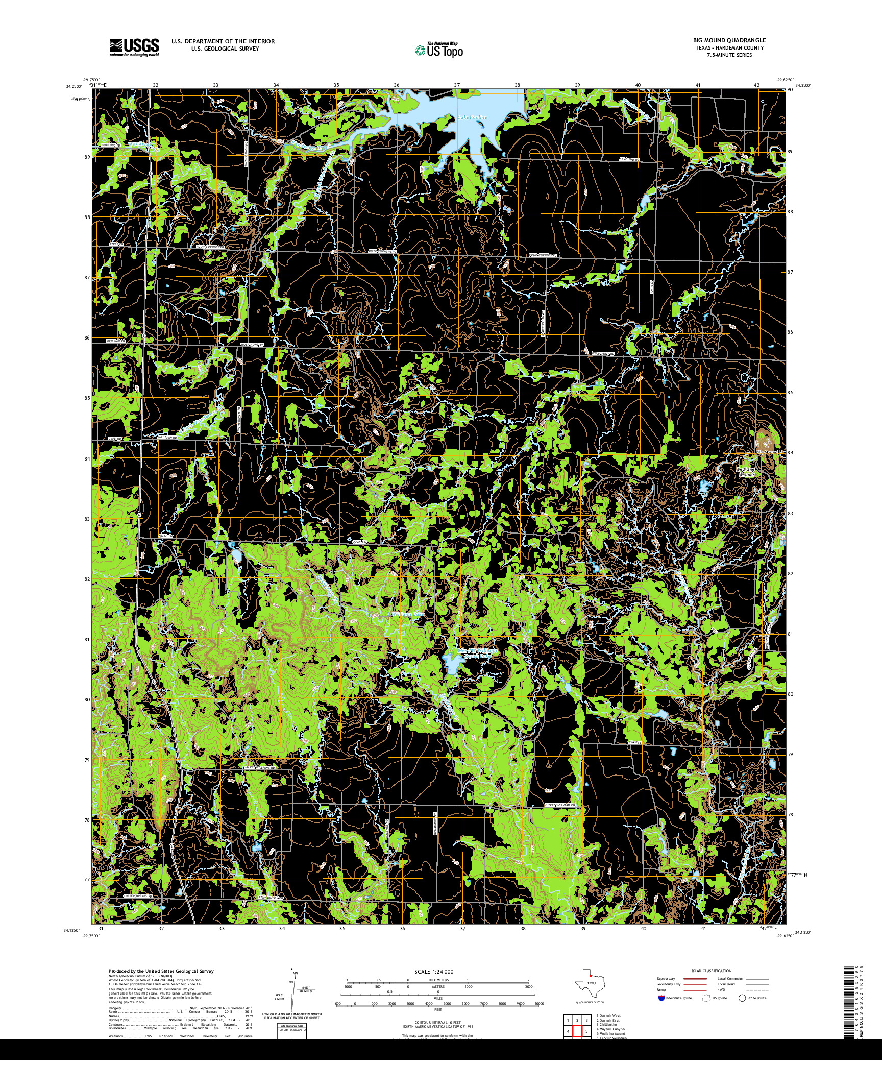 US TOPO 7.5-MINUTE MAP FOR BIG MOUND, TX