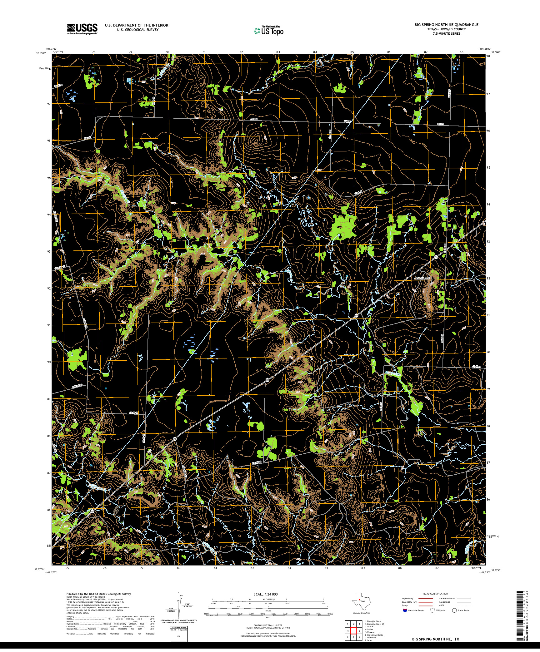 US TOPO 7.5-MINUTE MAP FOR BIG SPRING NORTH NE, TX