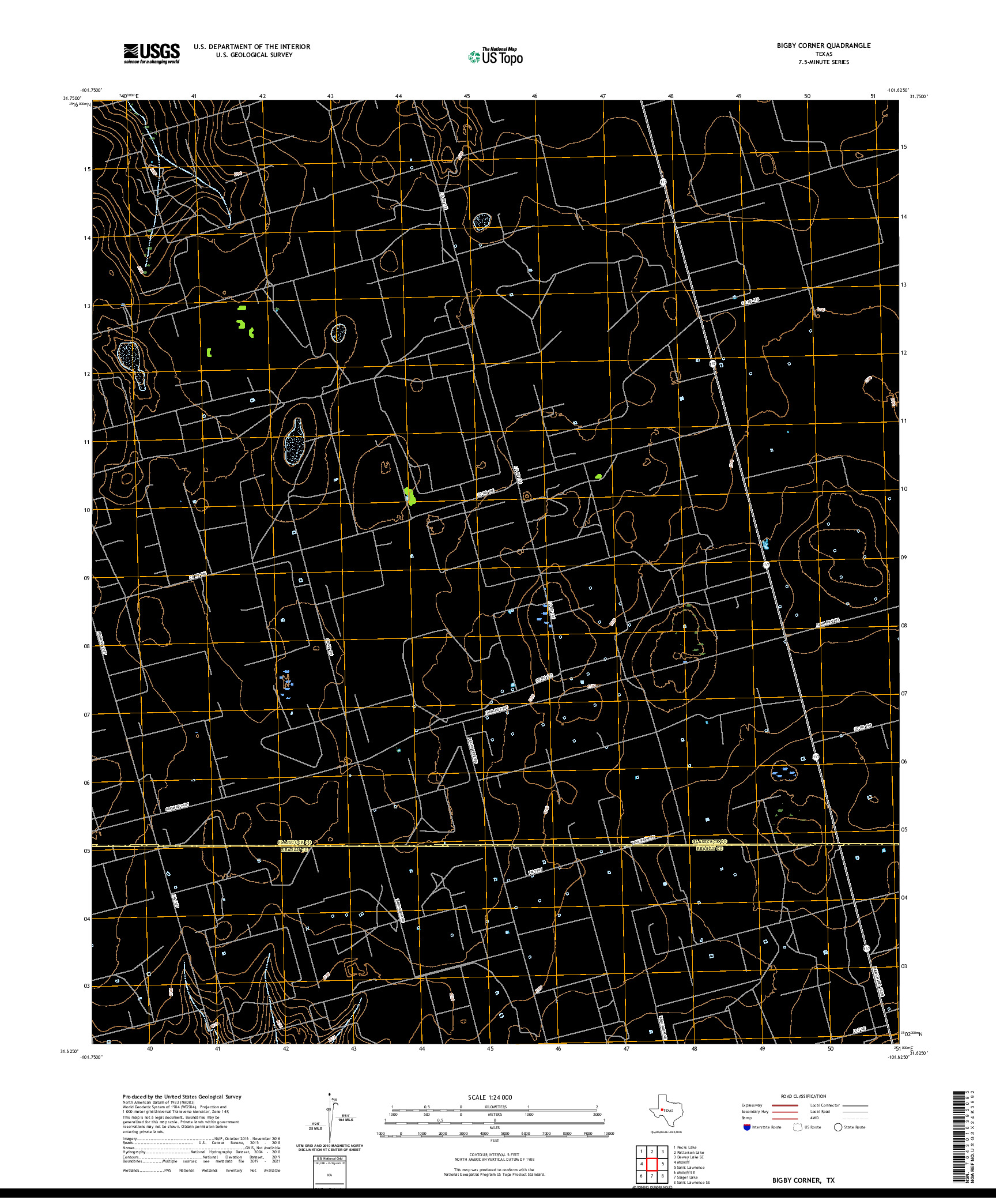 US TOPO 7.5-MINUTE MAP FOR BIGBY CORNER, TX