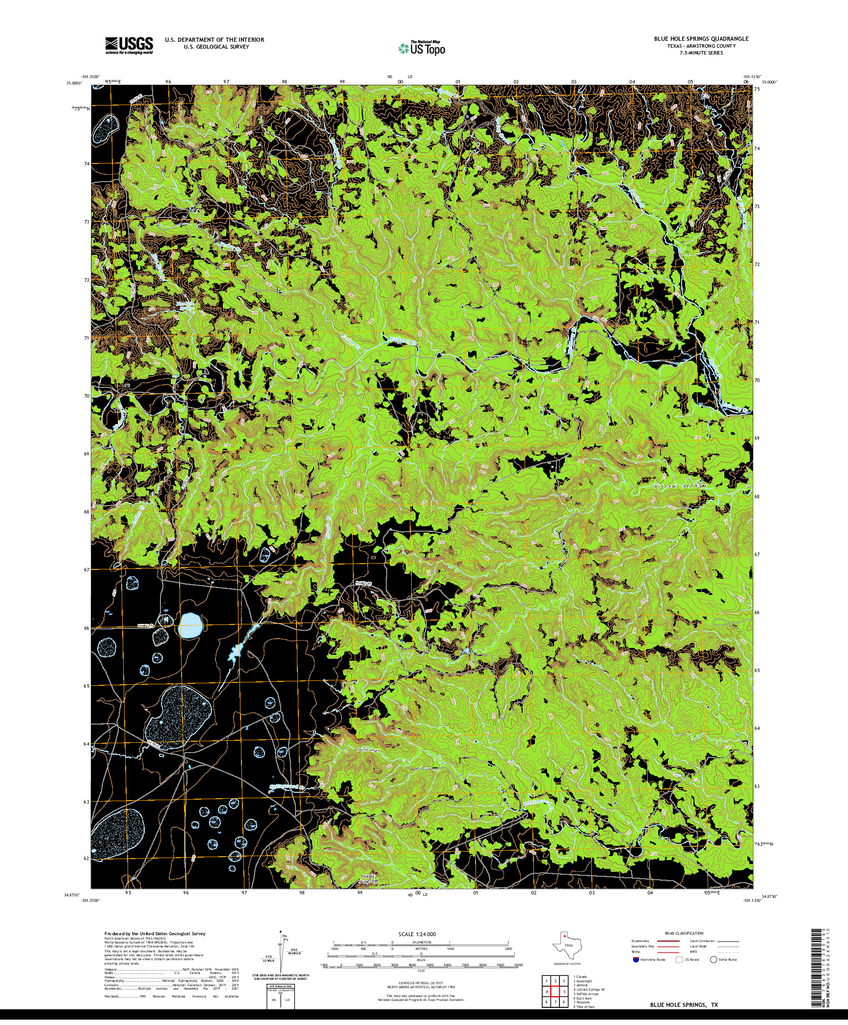 US TOPO 7.5-MINUTE MAP FOR BLUE HOLE SPRINGS, TX