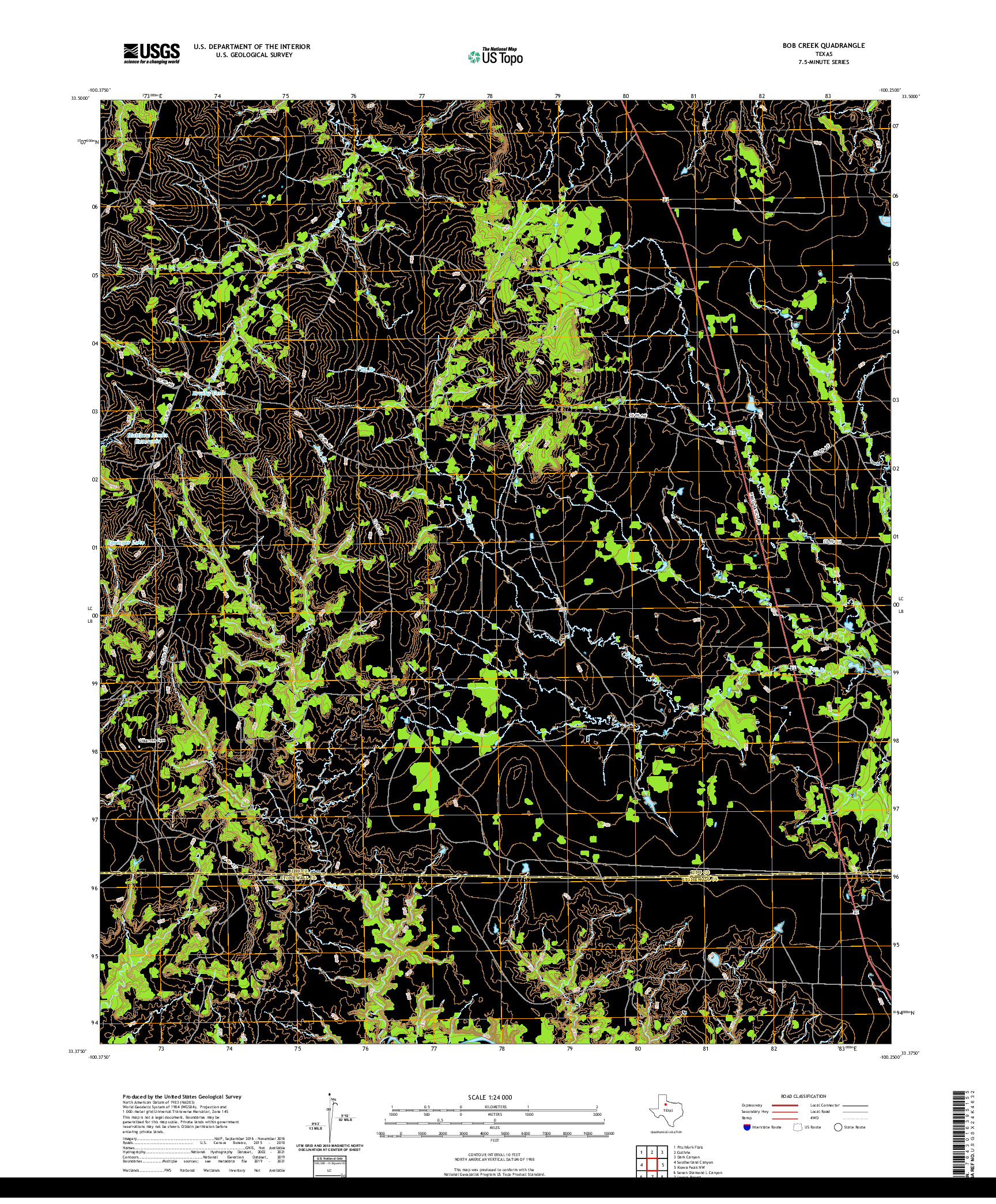 US TOPO 7.5-MINUTE MAP FOR BOB CREEK, TX