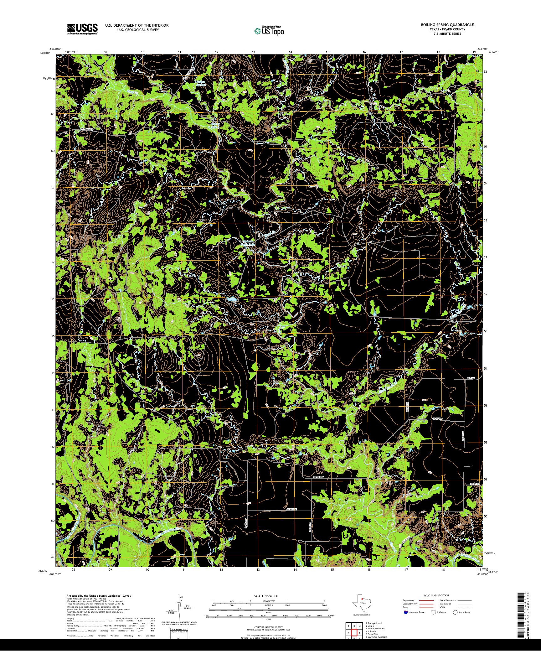 US TOPO 7.5-MINUTE MAP FOR BOILING SPRING, TX