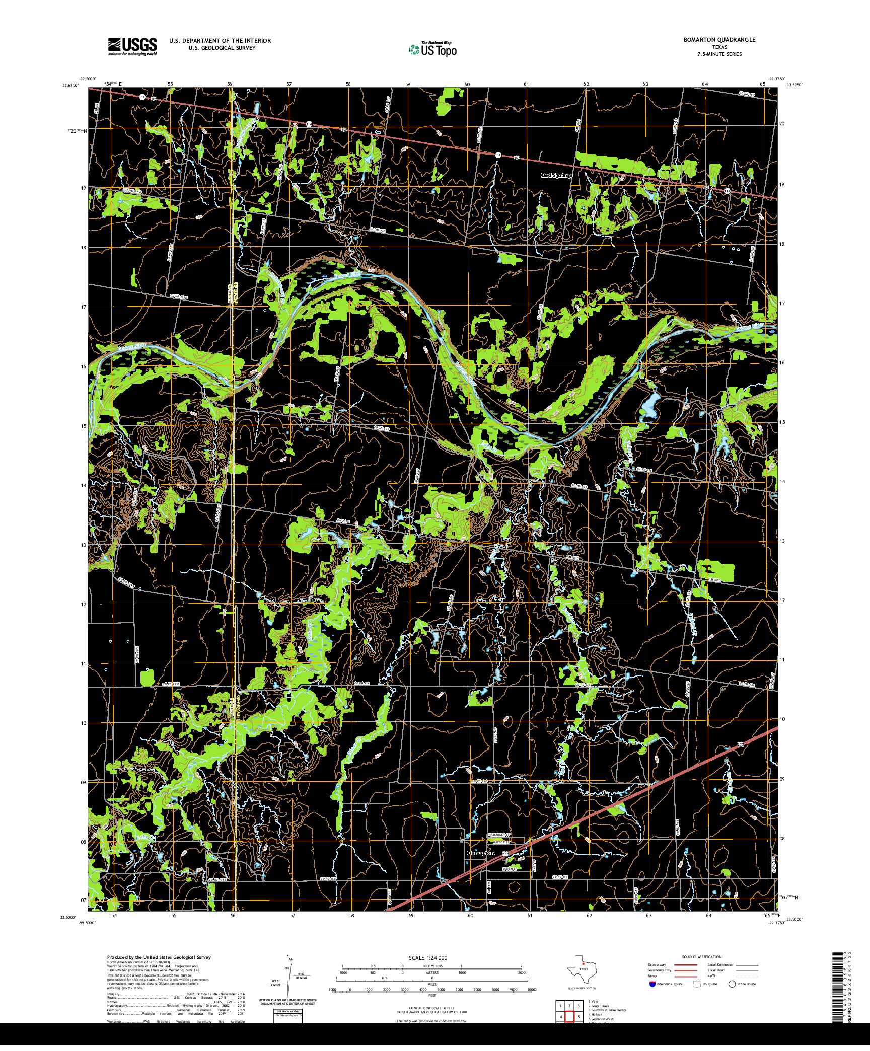 US TOPO 7.5-MINUTE MAP FOR BOMARTON, TX