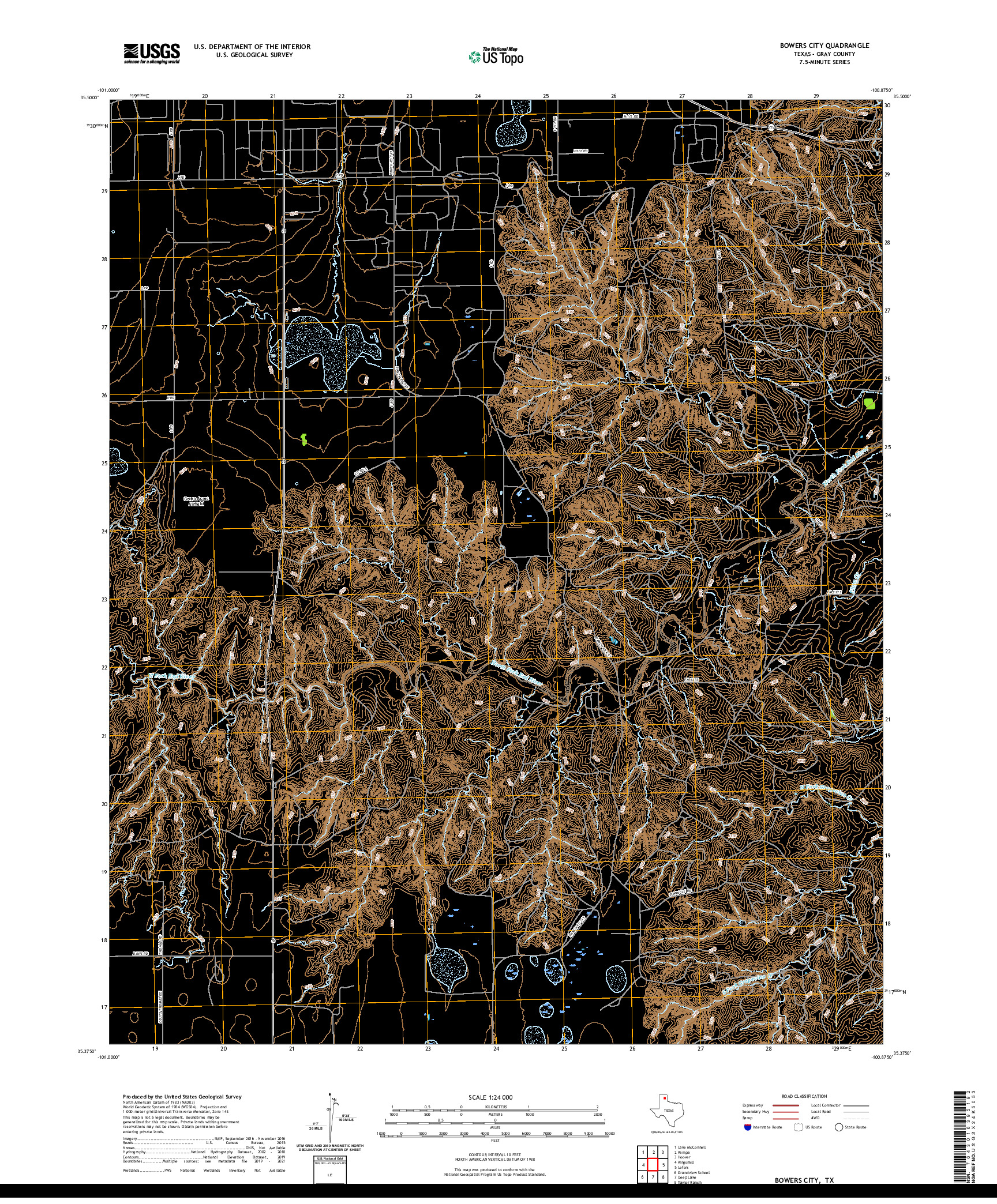 US TOPO 7.5-MINUTE MAP FOR BOWERS CITY, TX