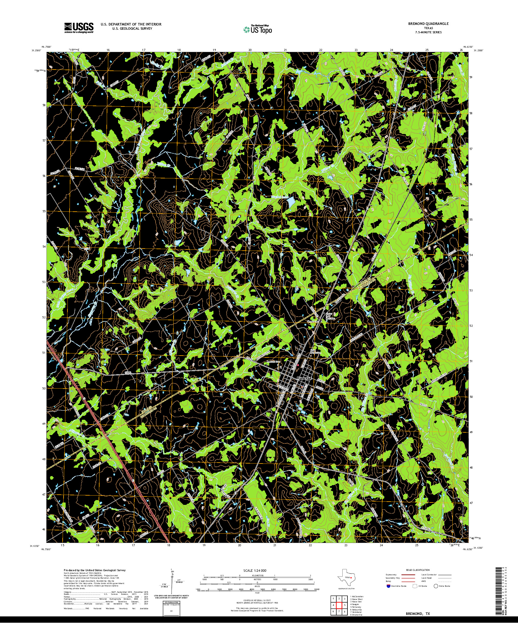 US TOPO 7.5-MINUTE MAP FOR BREMOND, TX