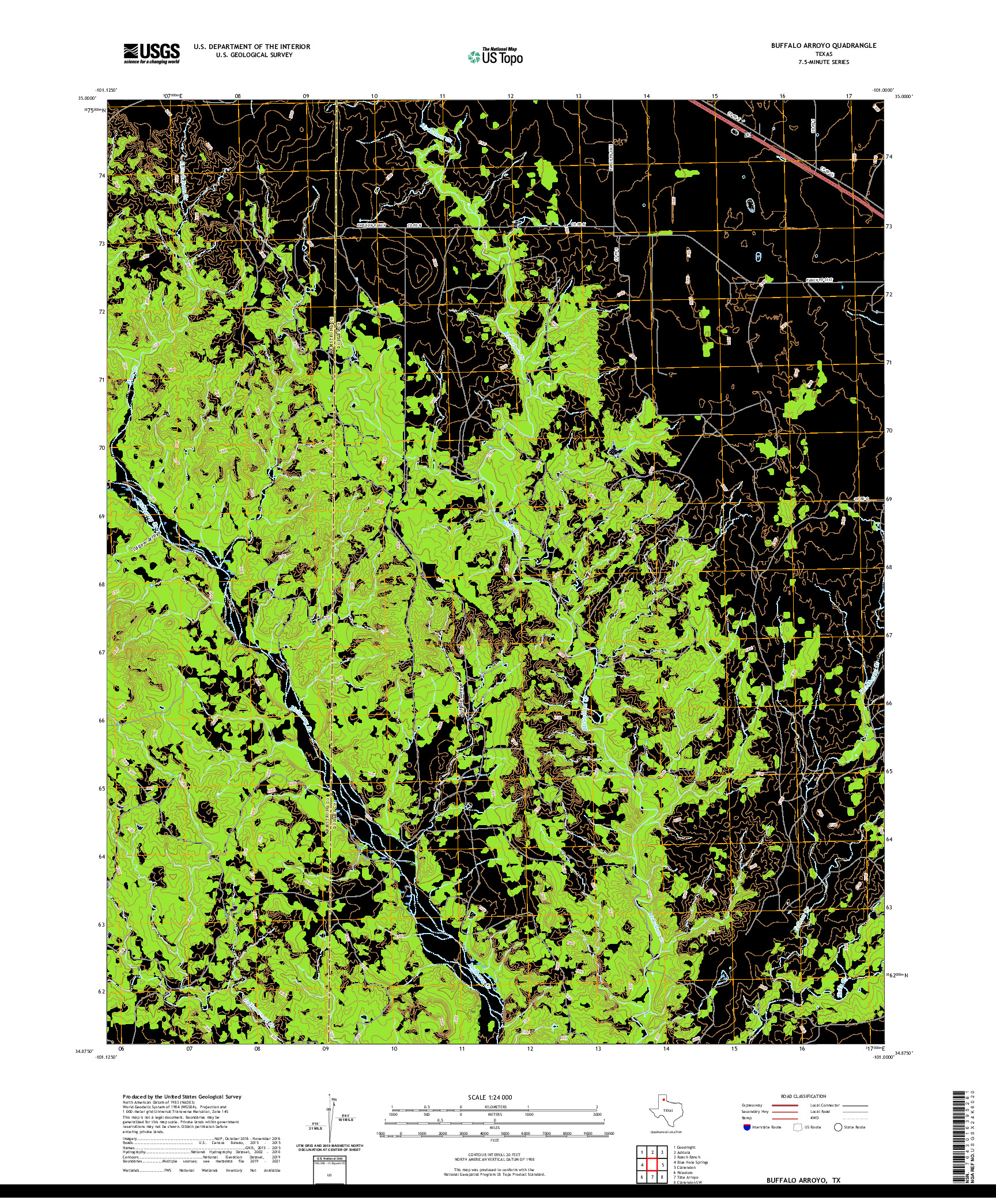 US TOPO 7.5-MINUTE MAP FOR BUFFALO ARROYO, TX