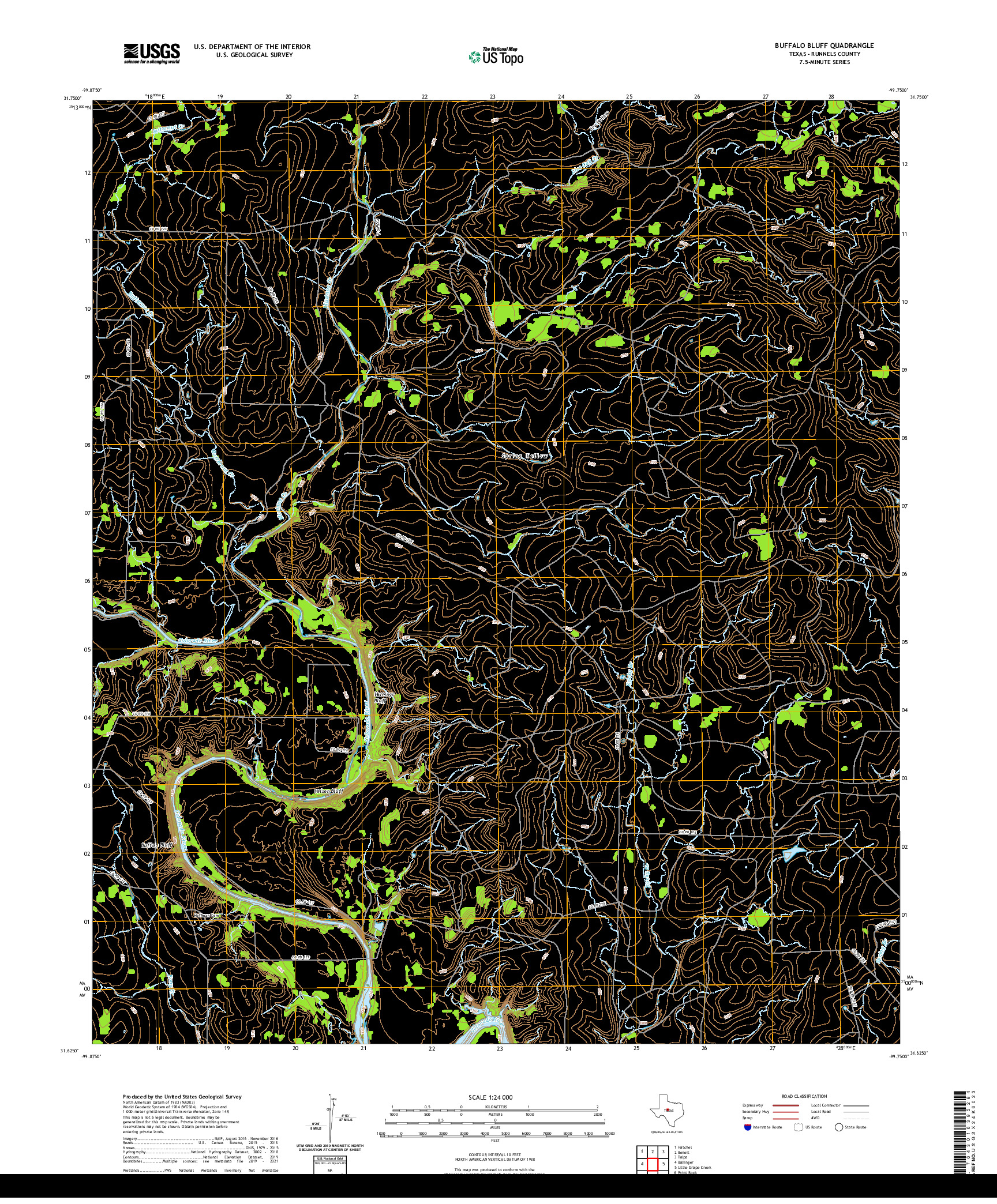 US TOPO 7.5-MINUTE MAP FOR BUFFALO BLUFF, TX