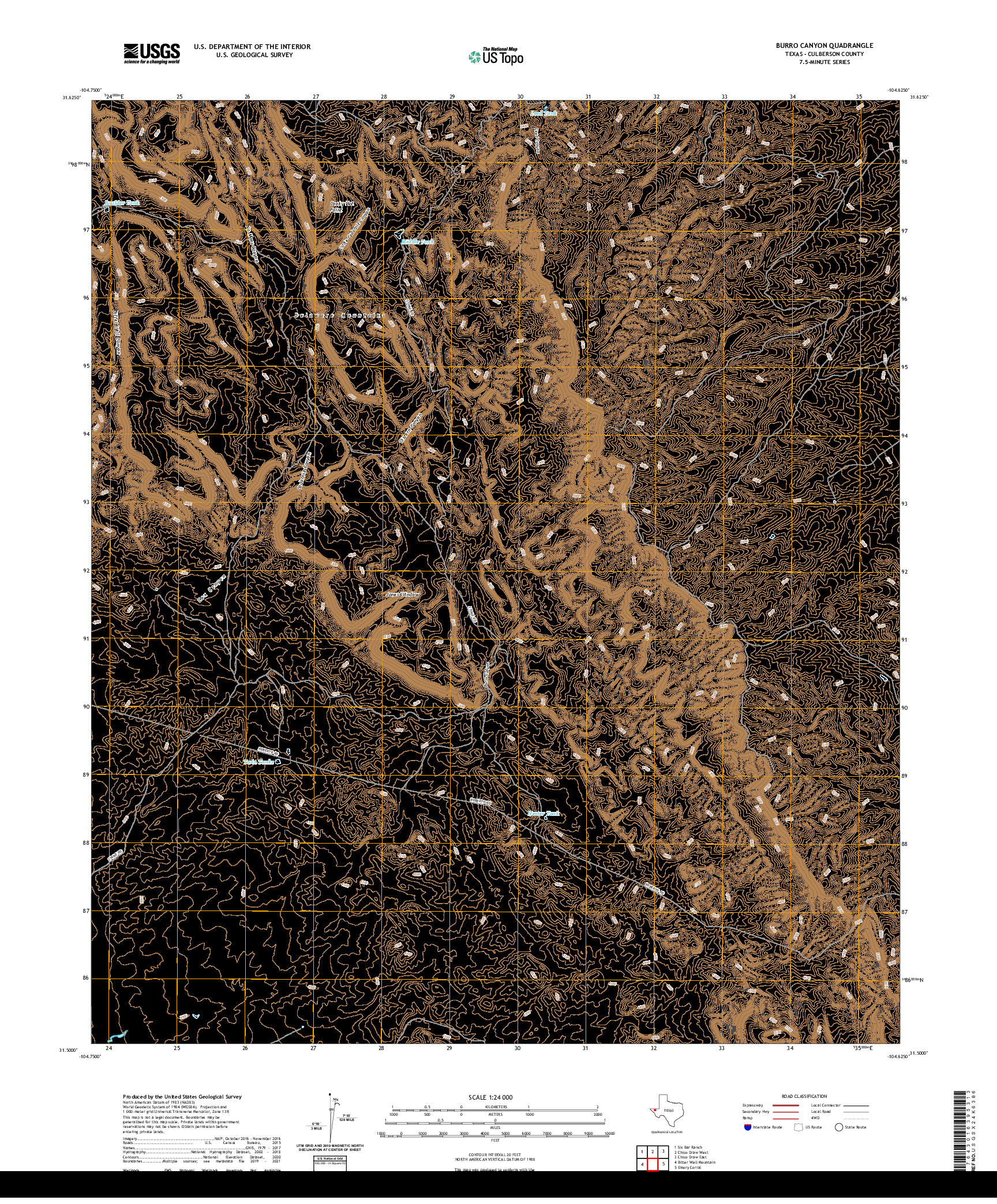 US TOPO 7.5-MINUTE MAP FOR BURRO CANYON, TX