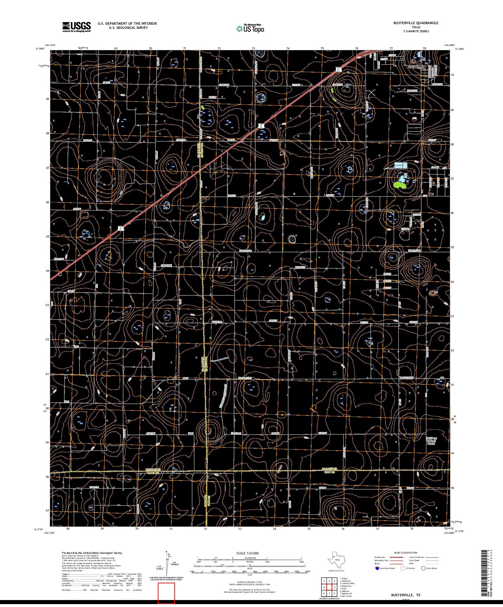 US TOPO 7.5-MINUTE MAP FOR BUSTERVILLE, TX