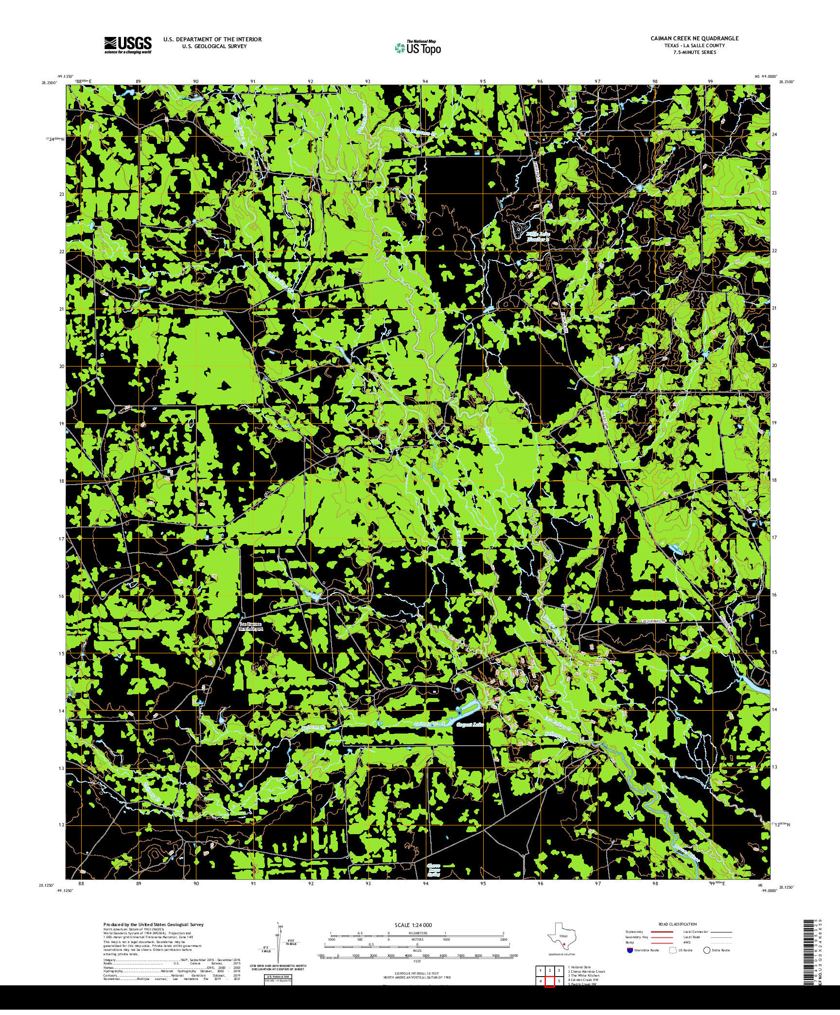 US TOPO 7.5-MINUTE MAP FOR CAIMAN CREEK NE, TX