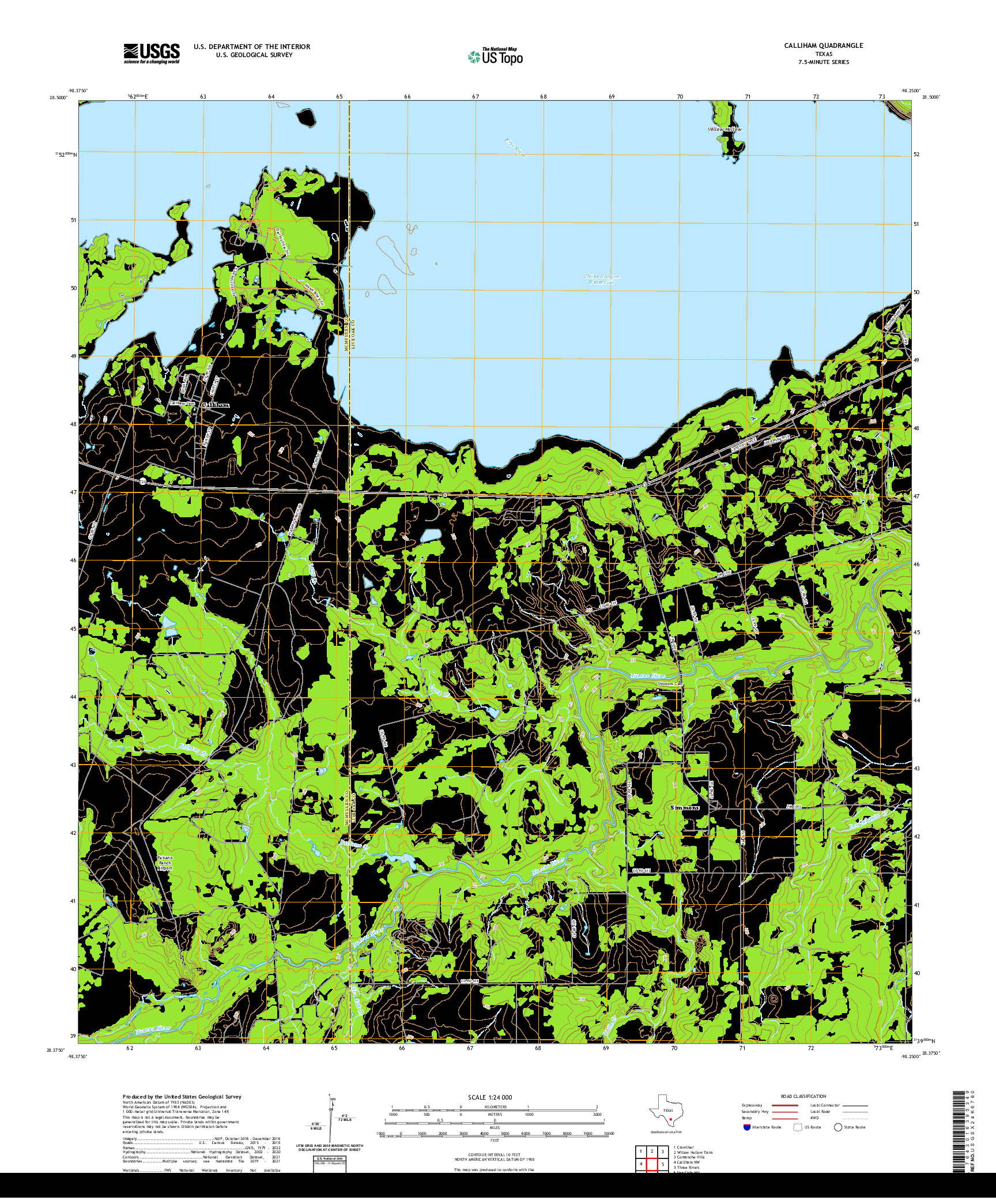 US TOPO 7.5-MINUTE MAP FOR CALLIHAM, TX