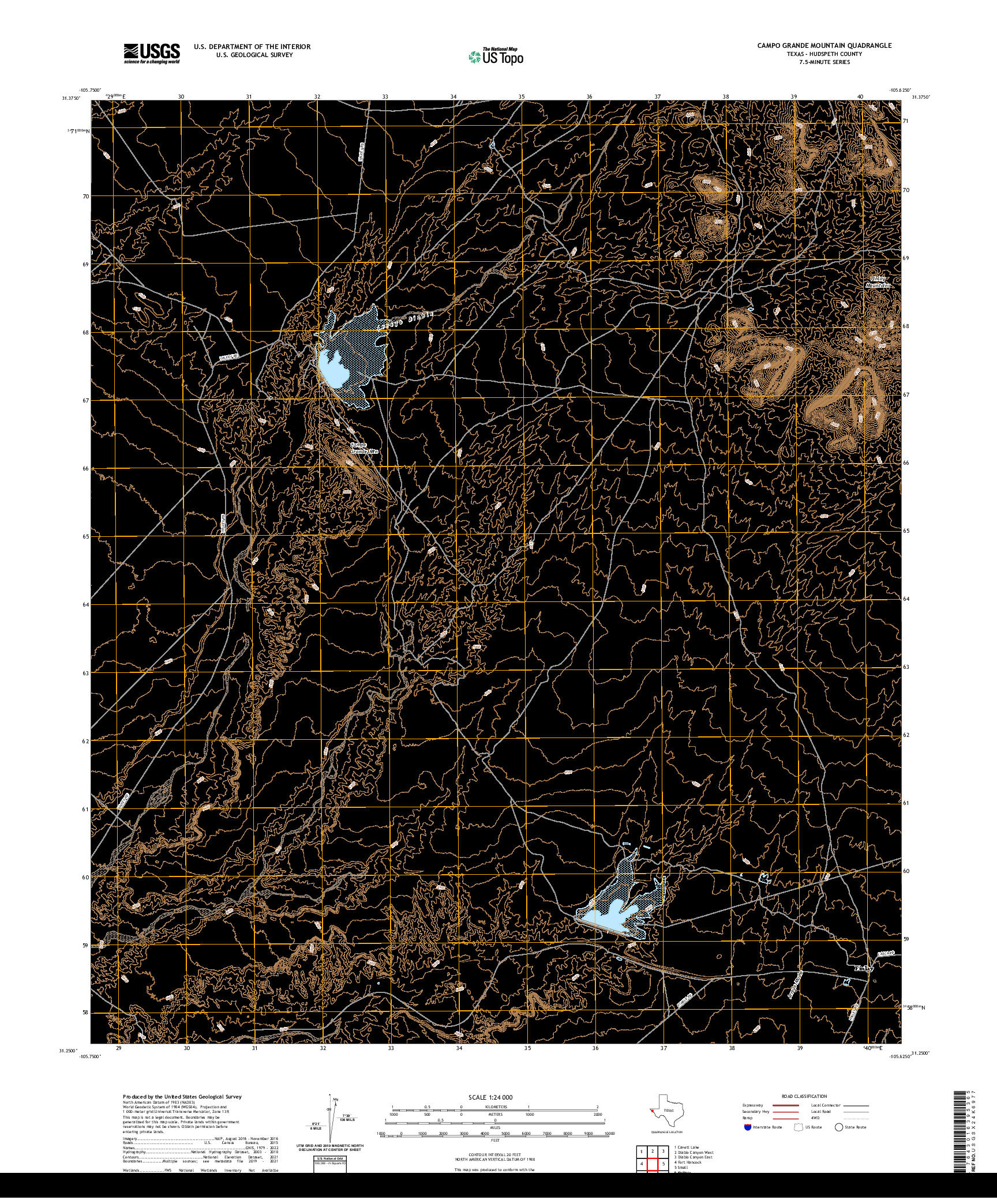 US TOPO 7.5-MINUTE MAP FOR CAMPO GRANDE MOUNTAIN, TX