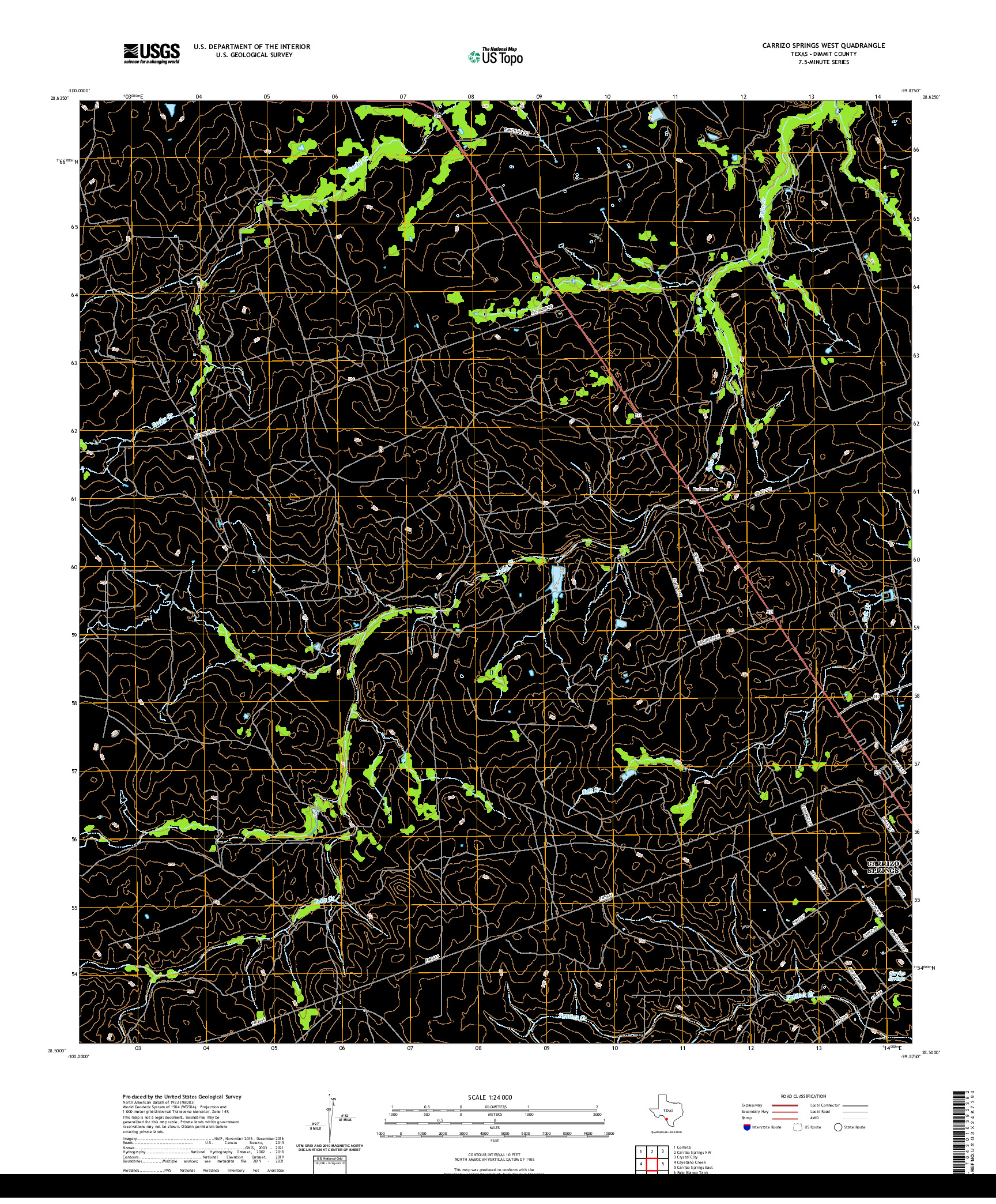 US TOPO 7.5-MINUTE MAP FOR CARRIZO SPRINGS WEST, TX