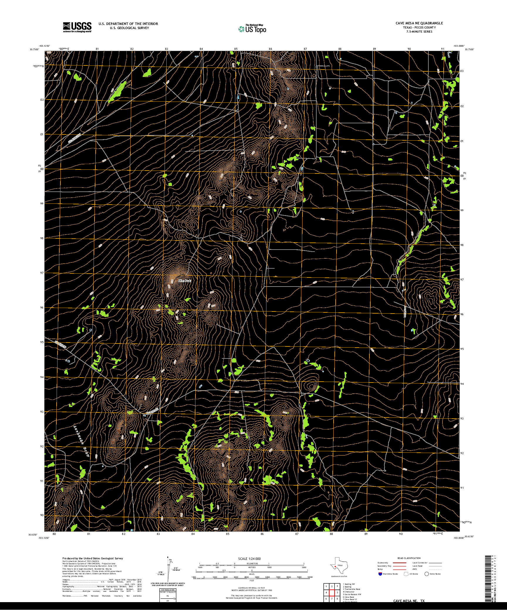 US TOPO 7.5-MINUTE MAP FOR CAVE MESA NE, TX