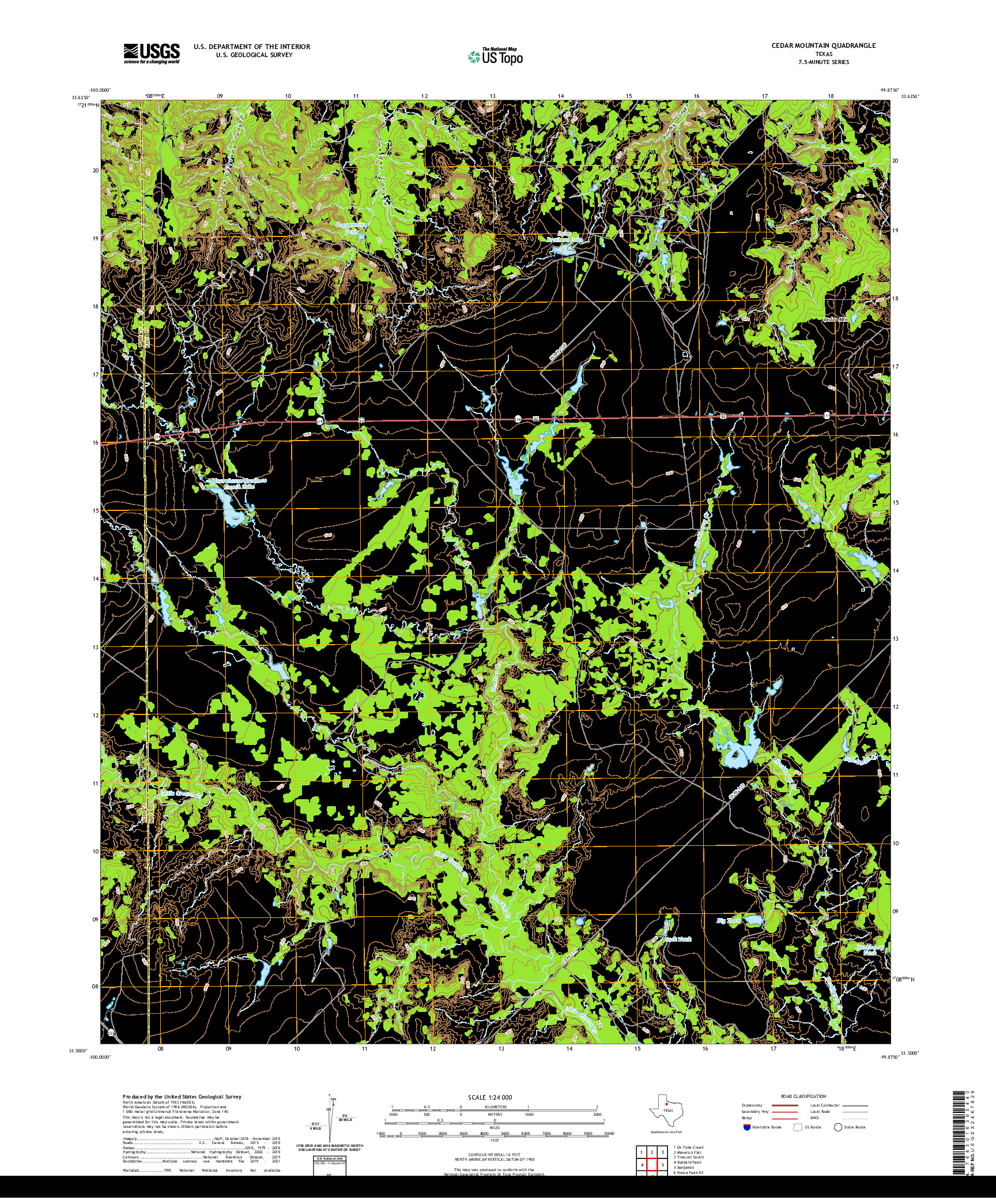 US TOPO 7.5-MINUTE MAP FOR CEDAR MOUNTAIN, TX