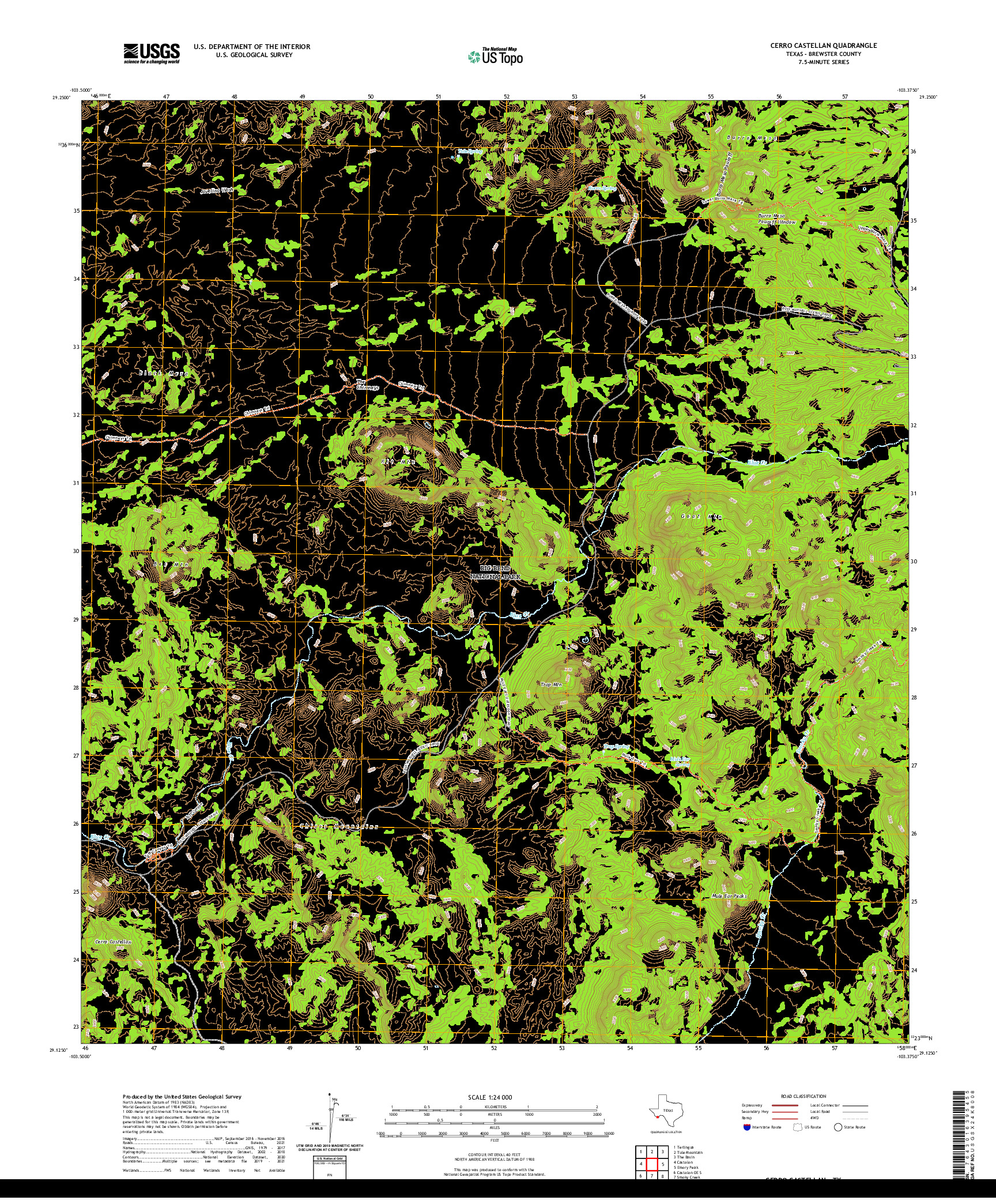 US TOPO 7.5-MINUTE MAP FOR CERRO CASTELLAN, TX