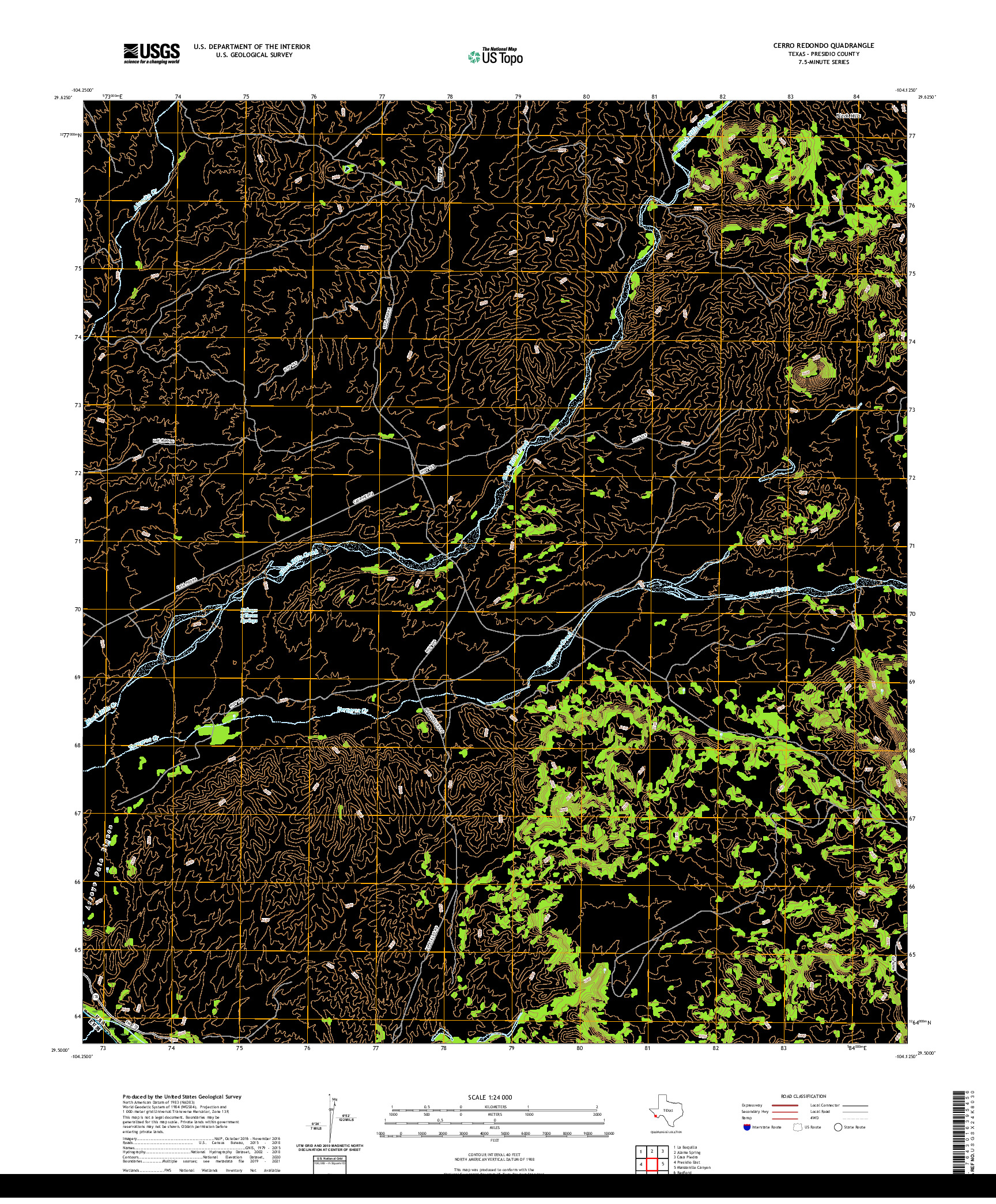 US TOPO 7.5-MINUTE MAP FOR CERRO REDONDO, TX,CHH