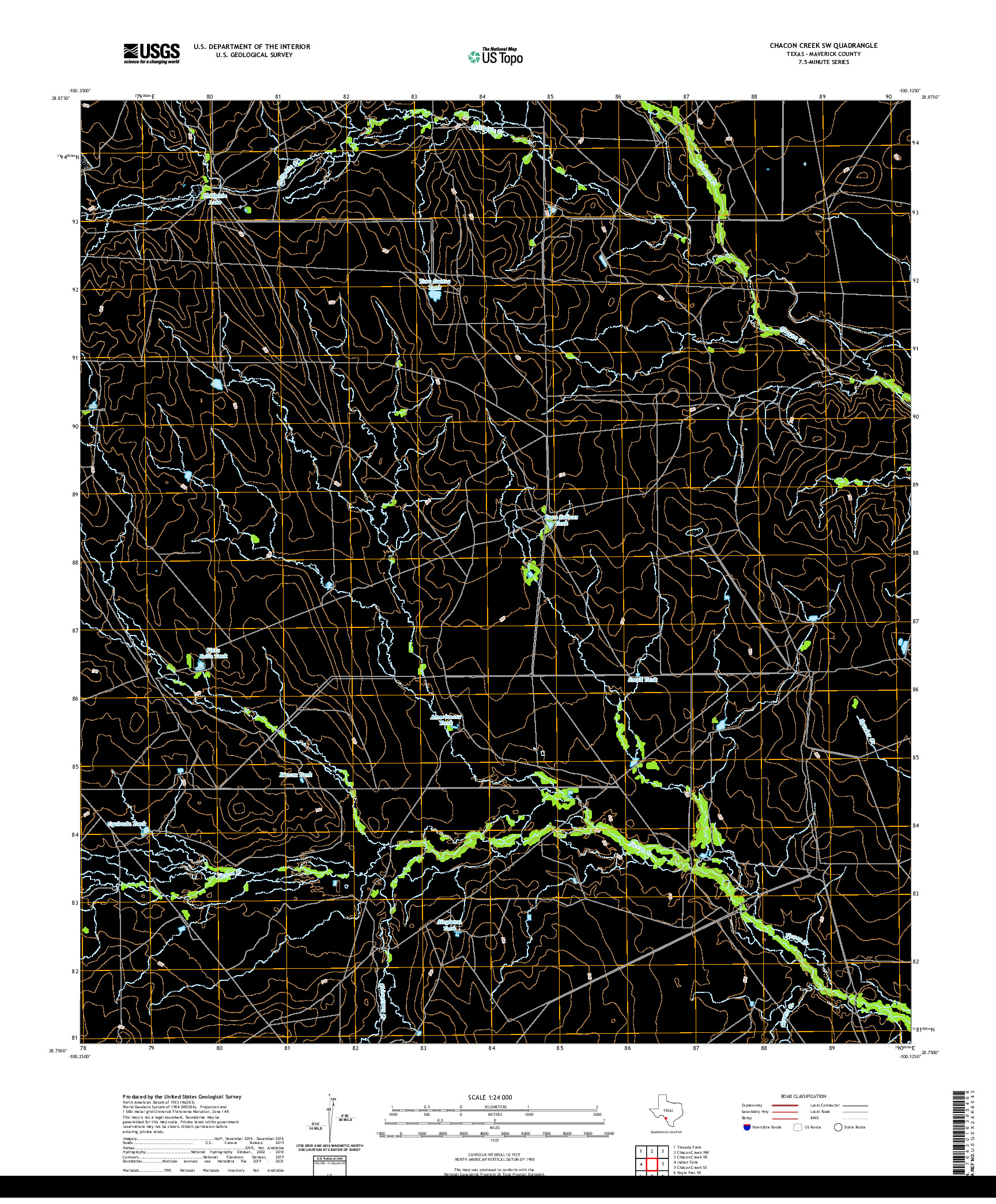 US TOPO 7.5-MINUTE MAP FOR CHACON CREEK SW, TX