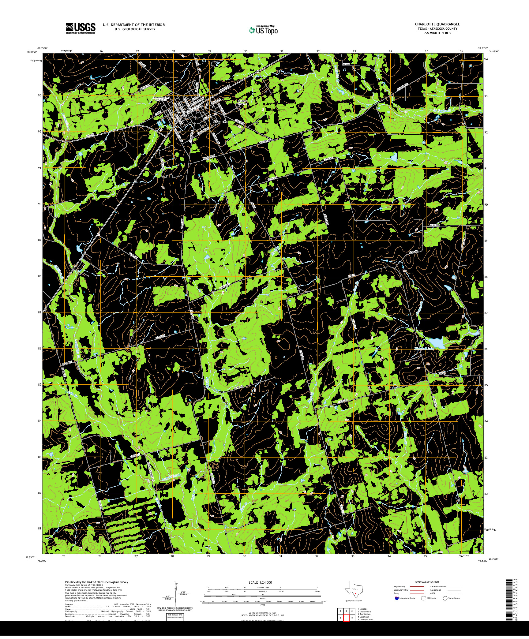 US TOPO 7.5-MINUTE MAP FOR CHARLOTTE, TX