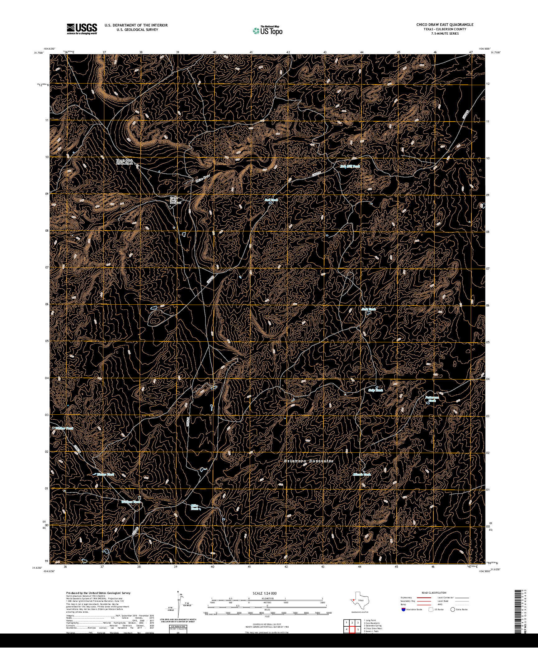 US TOPO 7.5-MINUTE MAP FOR CHICO DRAW EAST, TX